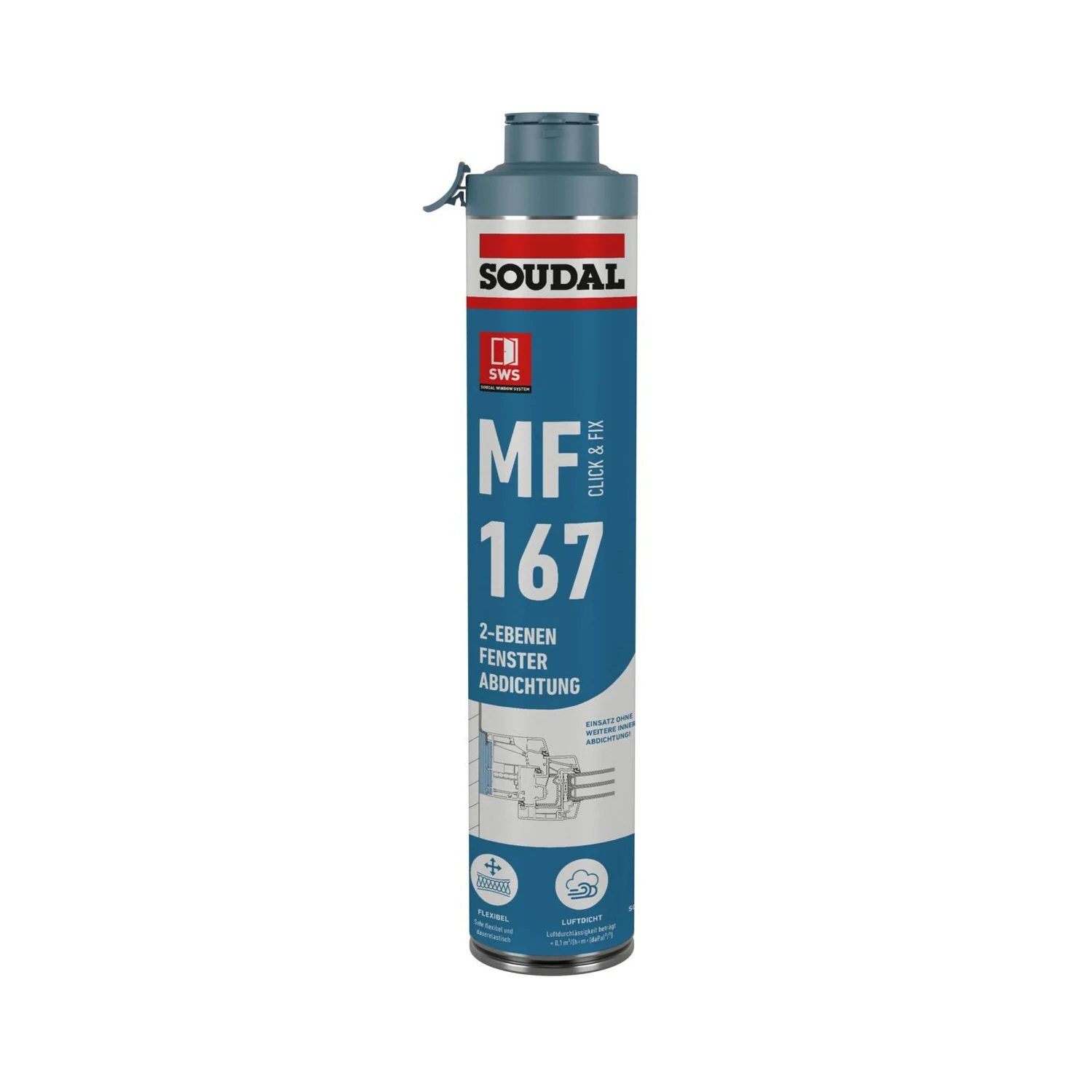 Soudal MF 167 Click / Fix Pistolenschaum B1 grau, 750 ml