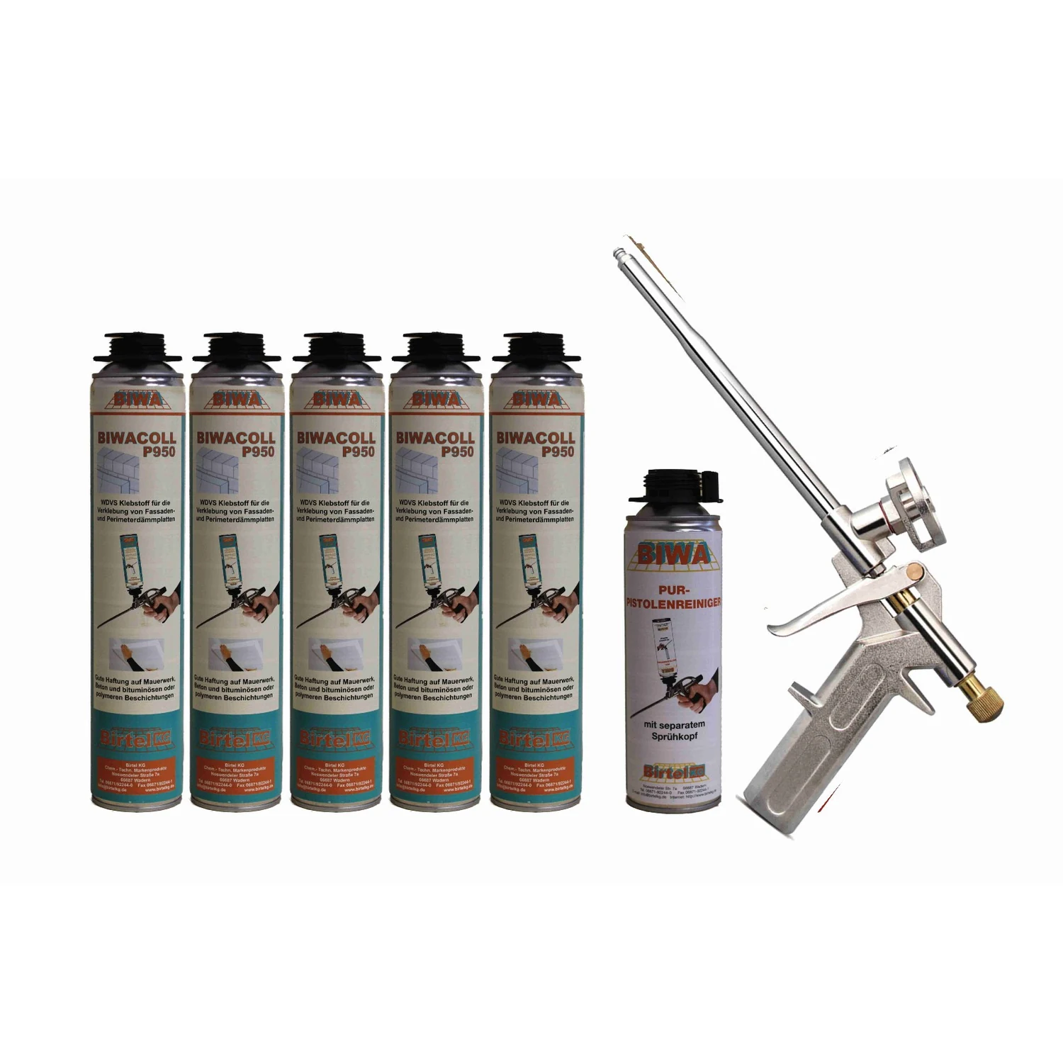 BIWA P950 Perimeterkleber-Set mit Schaumpistole 5 × 750 ml