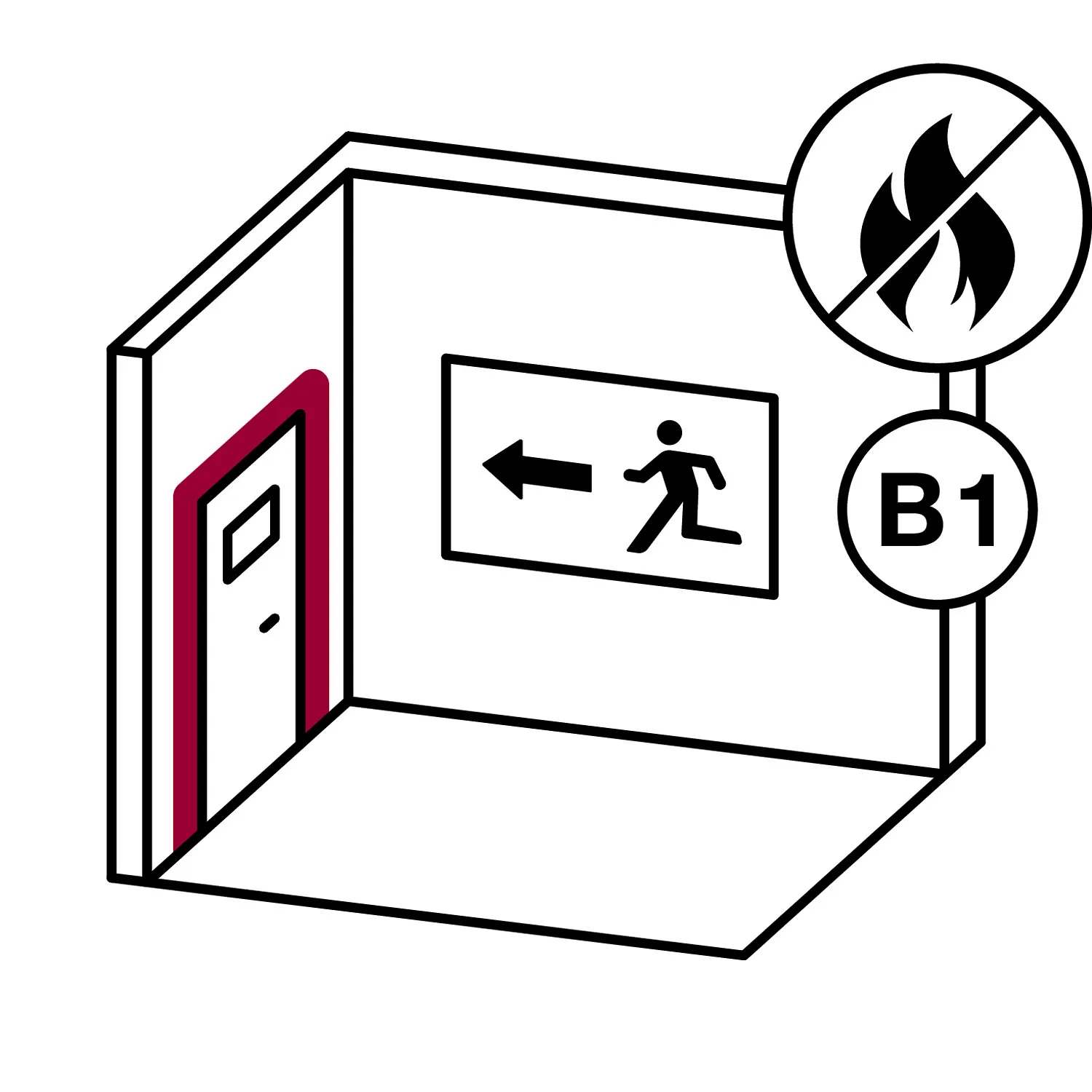 Ottoseal S54 Brandschutzsilikon Piktogramm, Symbol für feuerhemmenden Fugendichtstoff im Baustoffhandel