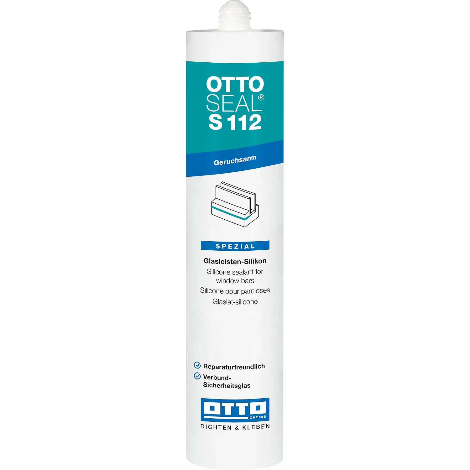 Ottoseal S112 Glasleisten-Silikon Kartusche 310ml, Silikondichtstoff für Glasleisten und Fensterbau