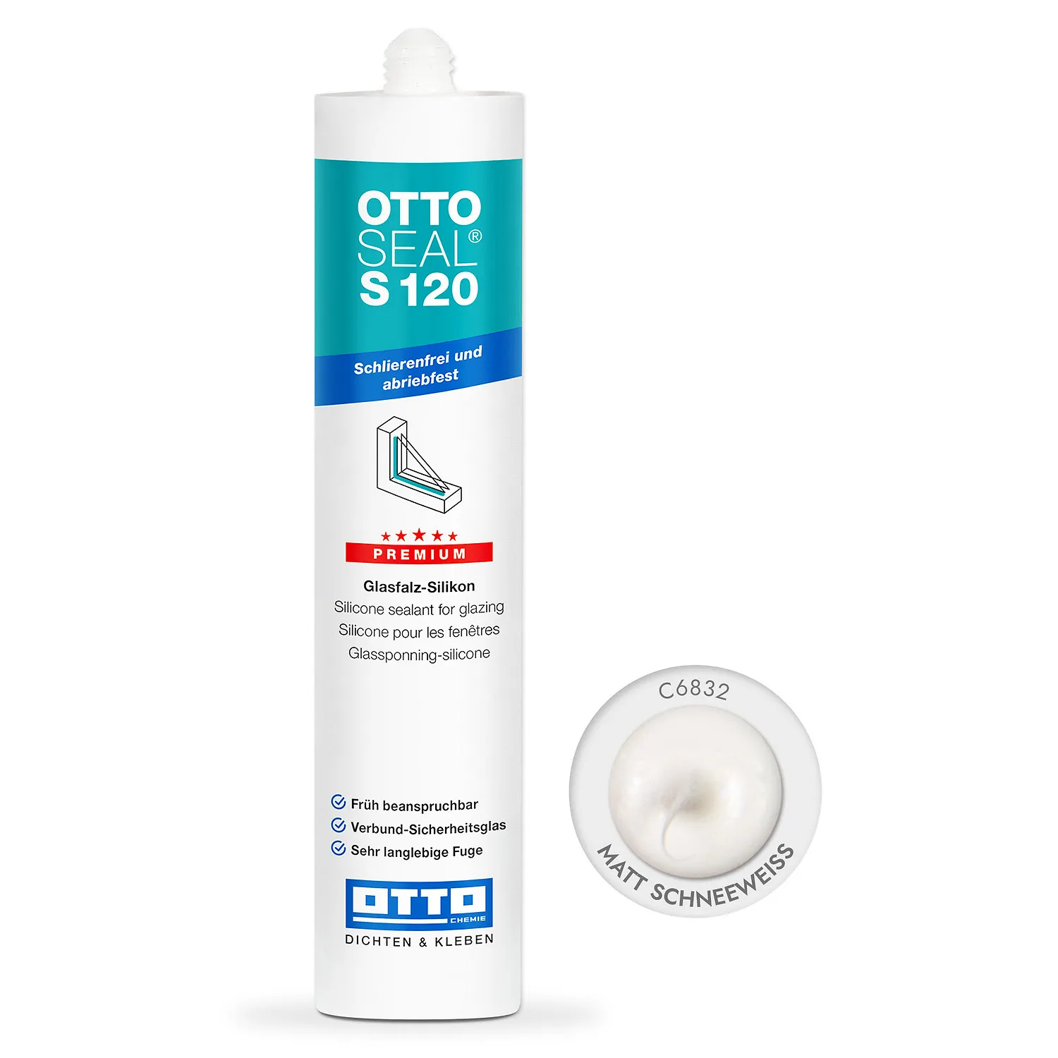 Ottoseal S120 Fenstersilikon matt schneeweiß 310ml, mattes Silikon für Fensterfugen und Fensterprofile
