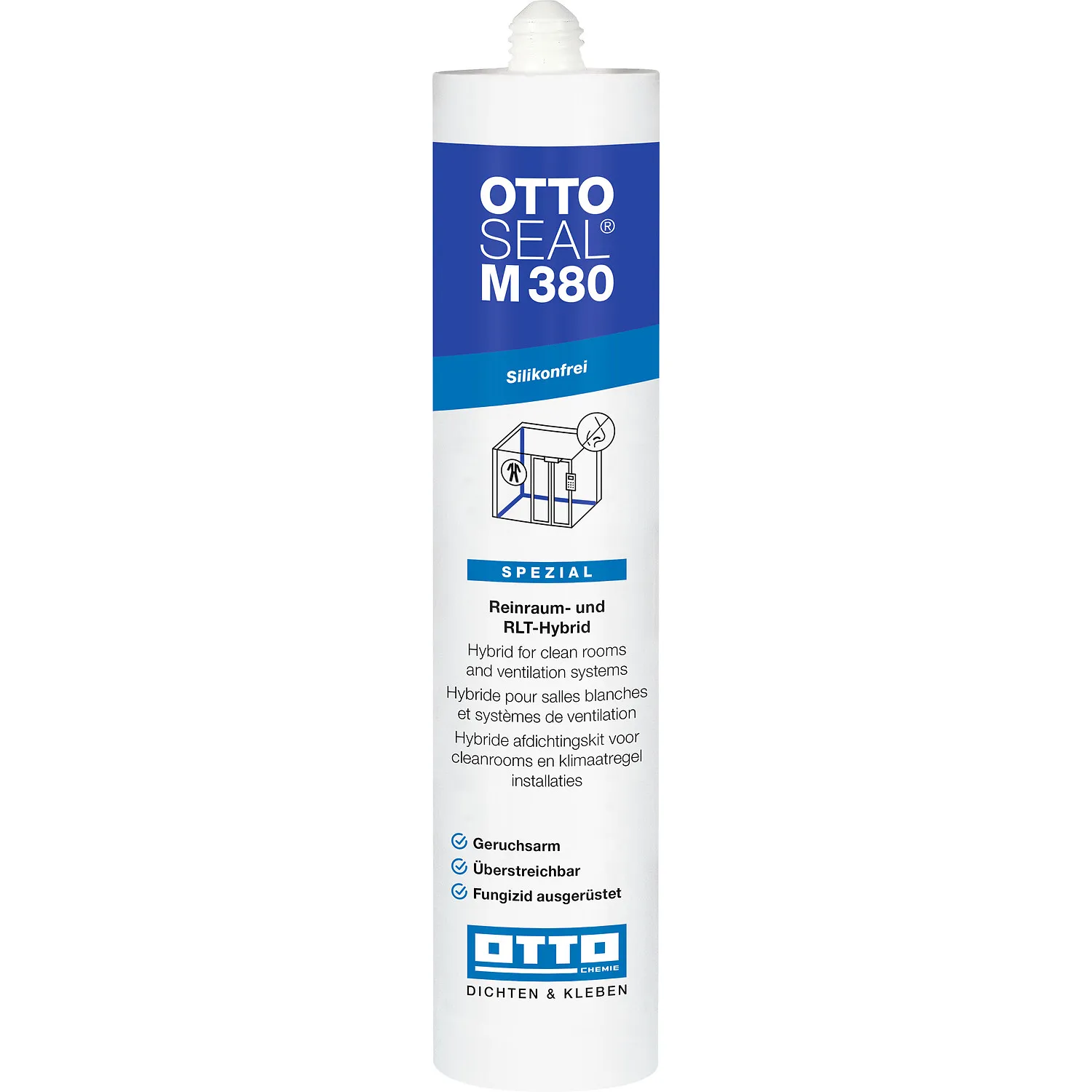 Ottoseal M380 Reinraum- und RLT-Hybrid Dichtstoff 310ml Kartusche, hygienischer Fugendichtstoff für Reinräume