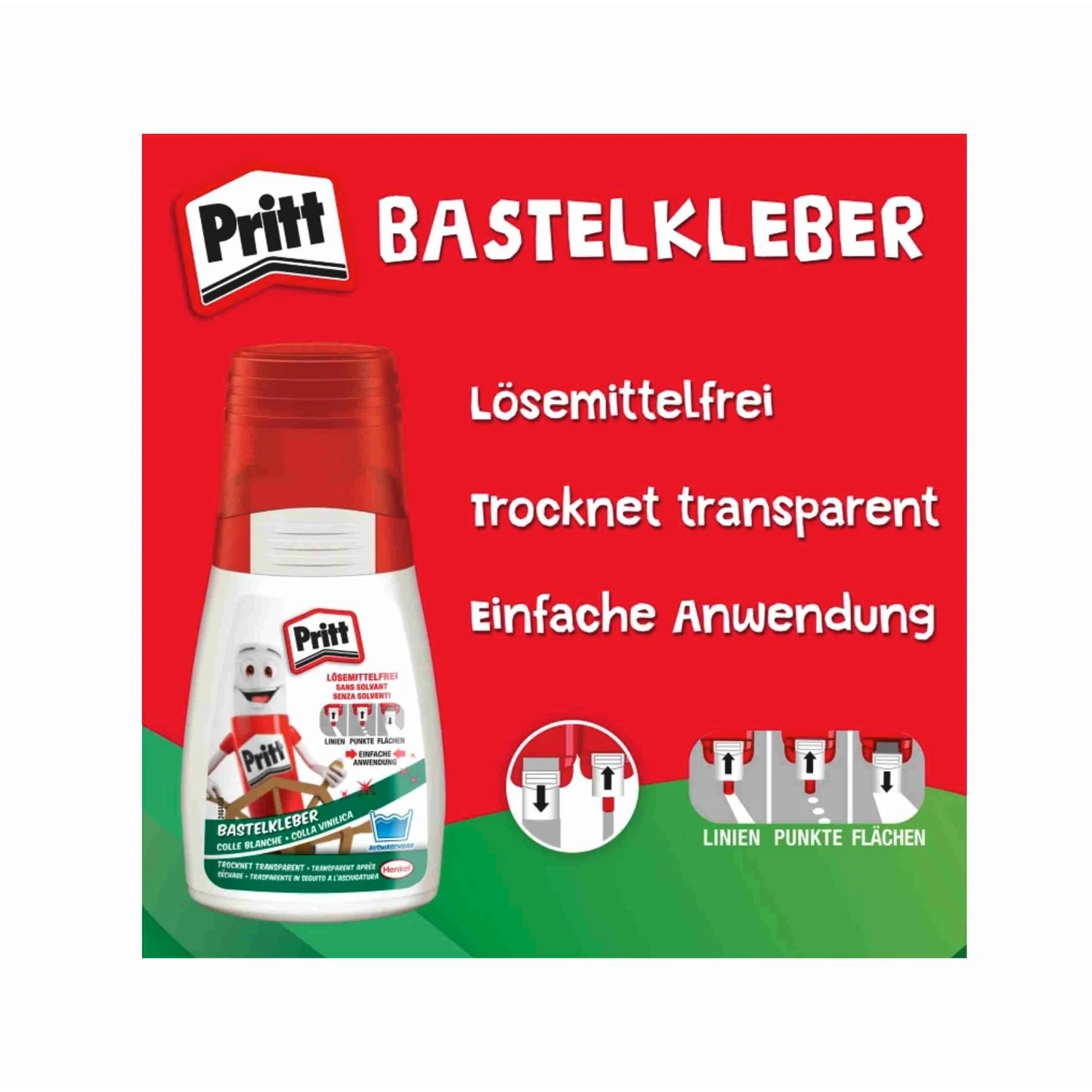 Pritt Bastelkleber lösemittelfrei weiß, Flasche 100 g