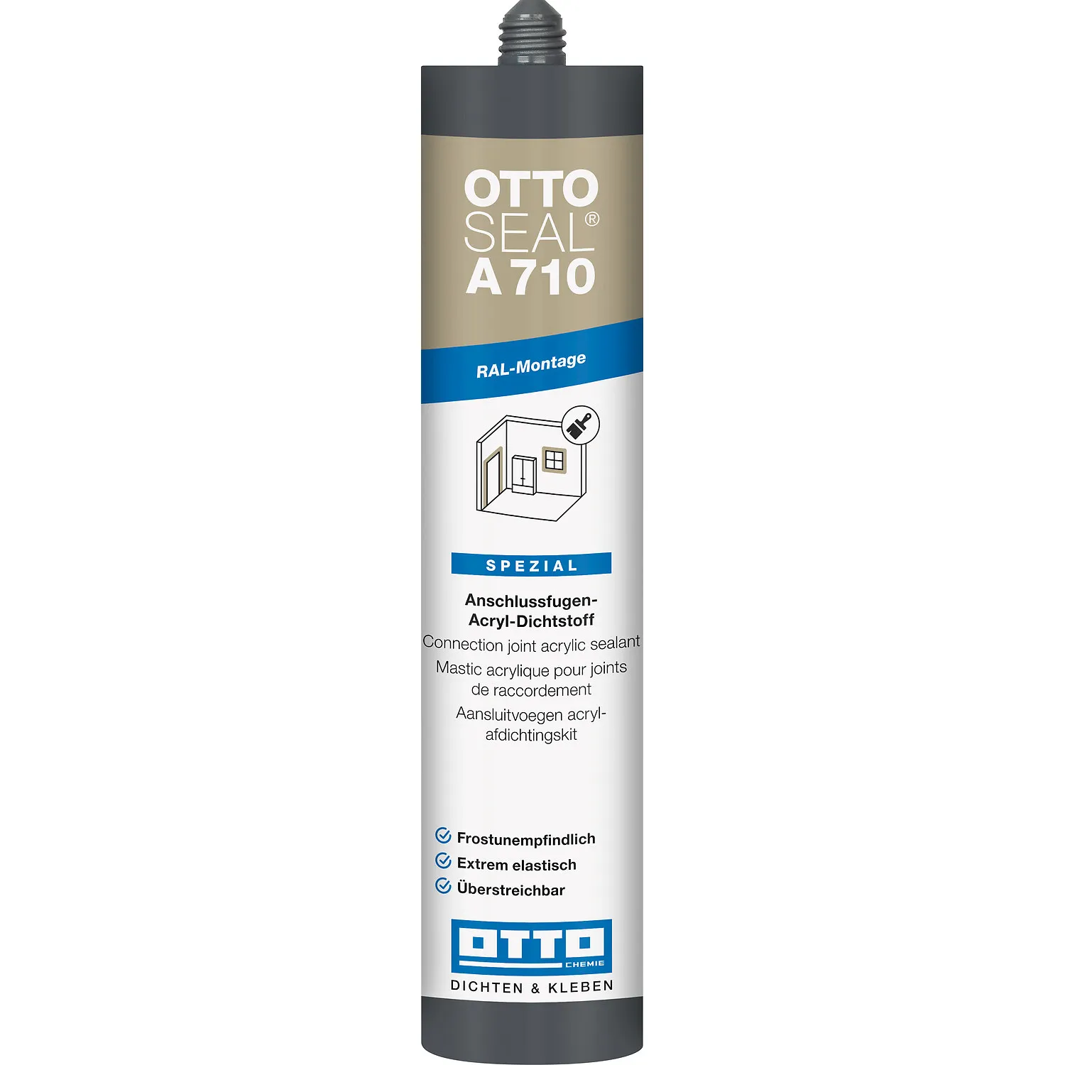 Ottoseal A710 weiß 310ml, elastischer Silikon-Dichtstoff für Sanitär und Fenster