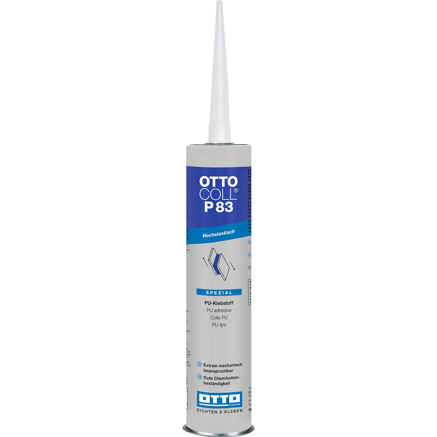 Ottocoll P83 PU Klebstoff 310ml Kartusche mit aufgesetzter Dosierdüse, hochelastisch