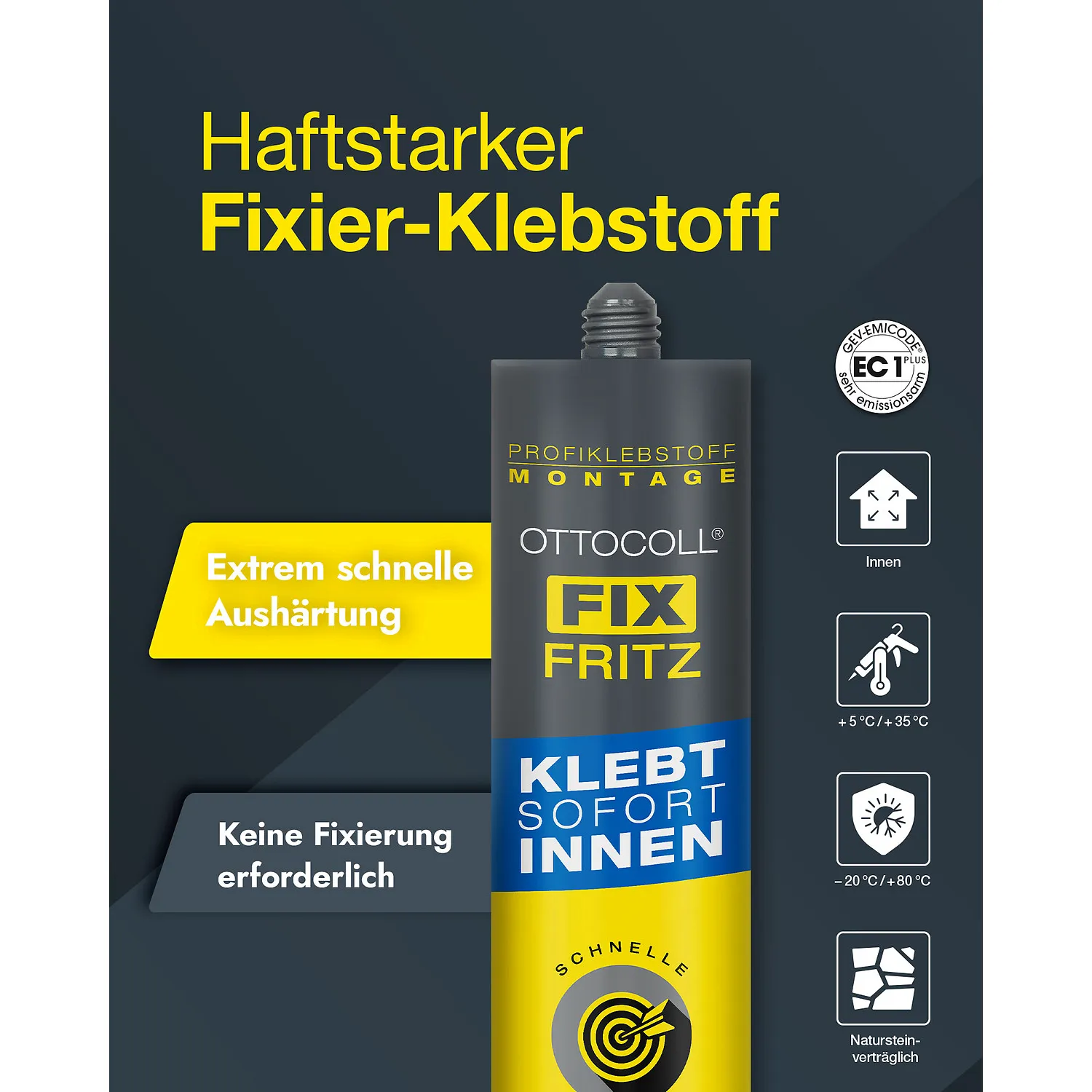 Ottocoll A266 FixFritz 310ml Kartusche, haftstarker Fixierklebstoff für Montagearbeiten