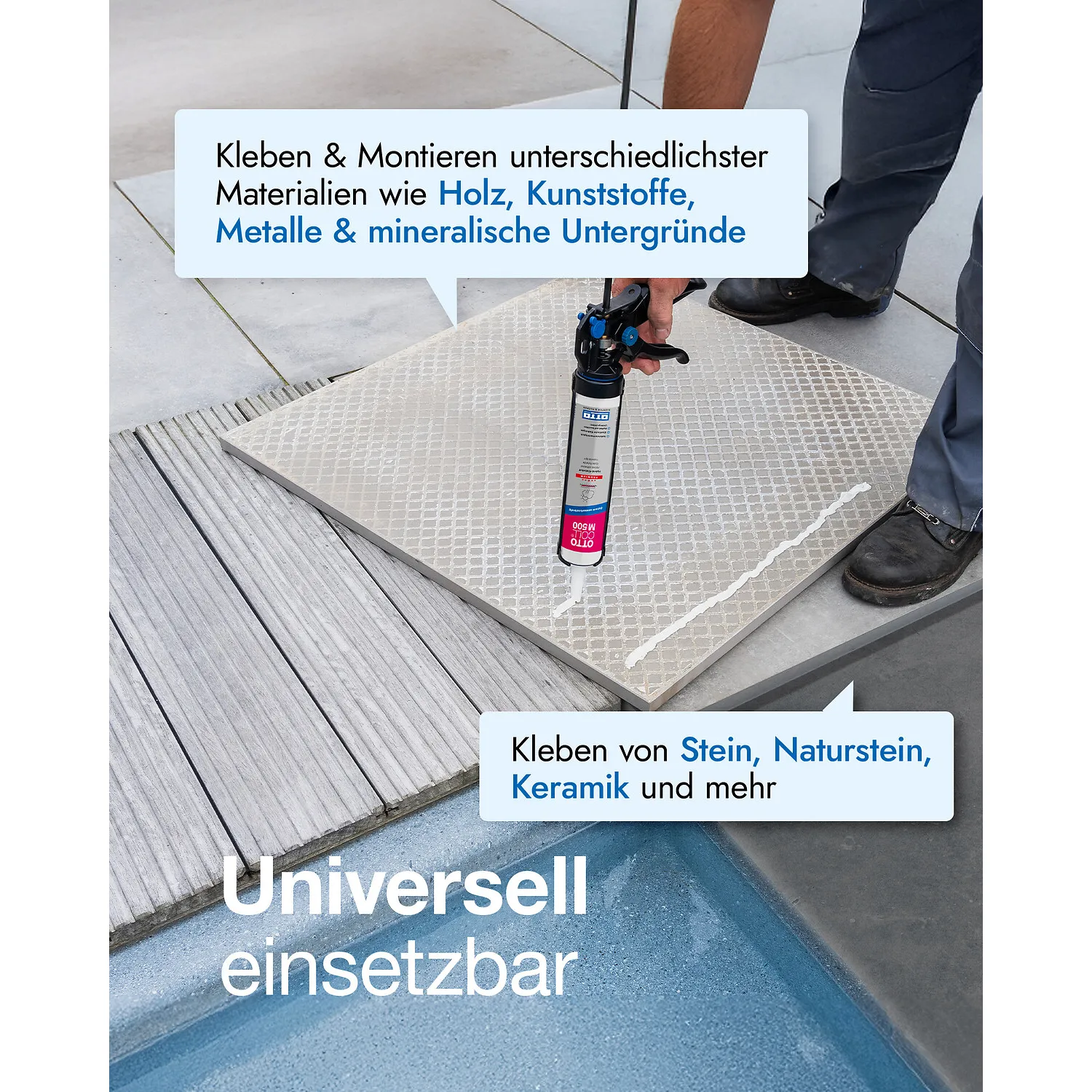Ottocoll M500 Hybrid-Klebstoff als Alleskleber für verschiedenste Untergründe
