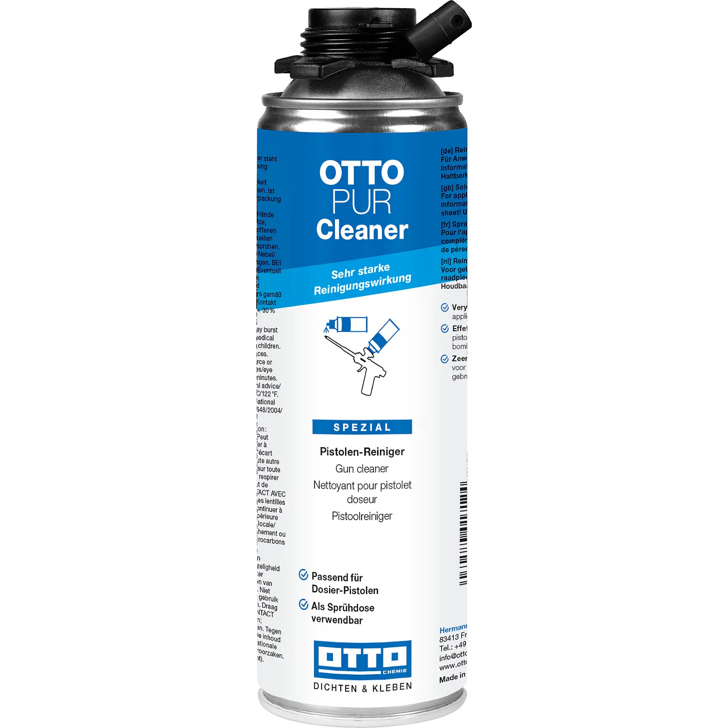 Ottopur Cleaner Pistolenreiniger 500ml, Reinigungsspray für PU-Schaumpistolen nach Gebrauch