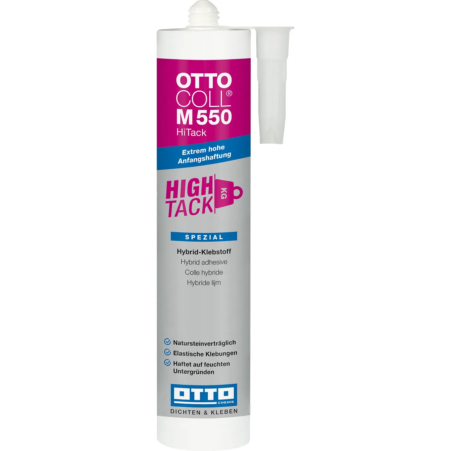 Ottocoll M550 HiTack Klebstoff 310ml Kartusche mit seitlicher Clipdüse, hohe Anfangshaftung