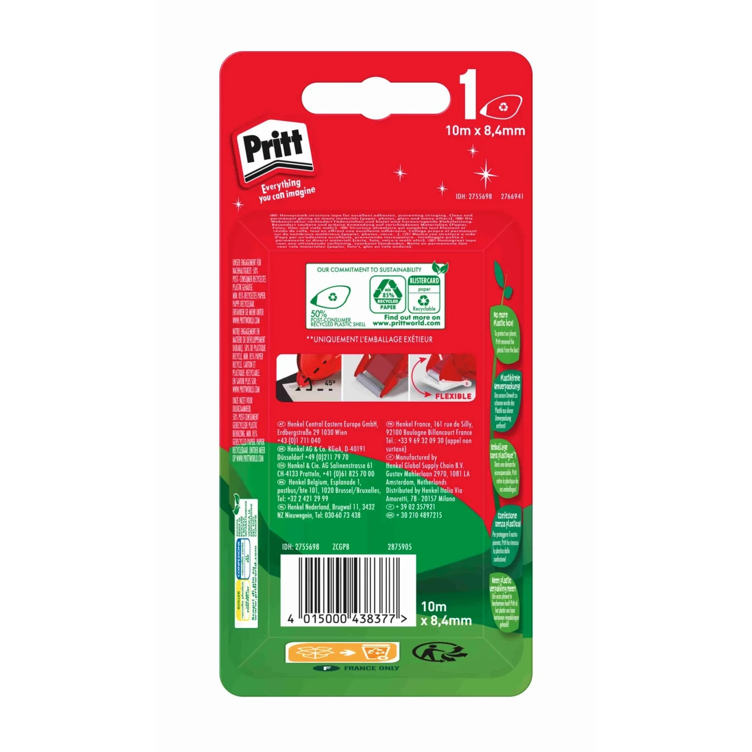 Pritt Kleberoller Compact permanent, 8,4 mm × 10 m