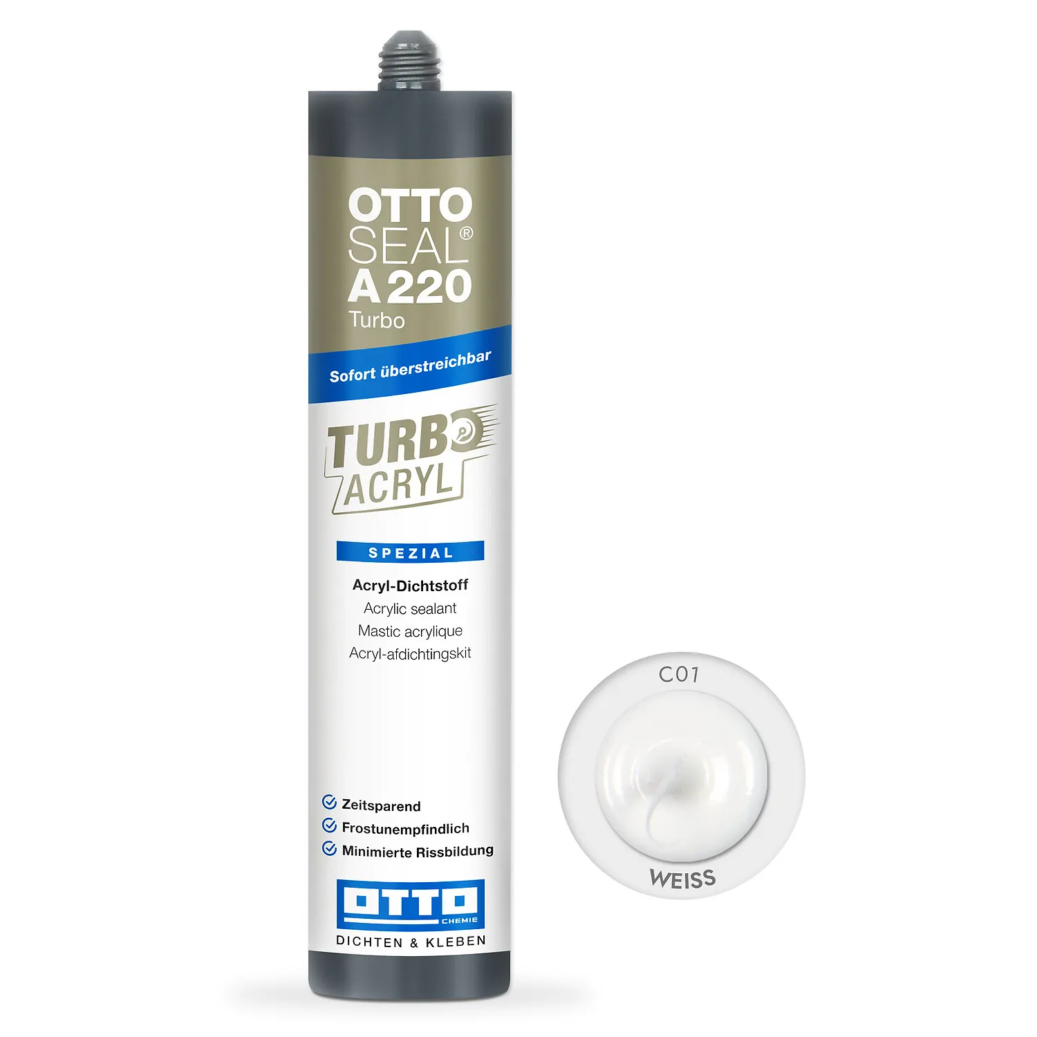 Ottoseal A220 Turbo Maleracryl weiß, Kartusche für malerübliche Anschlussfugen