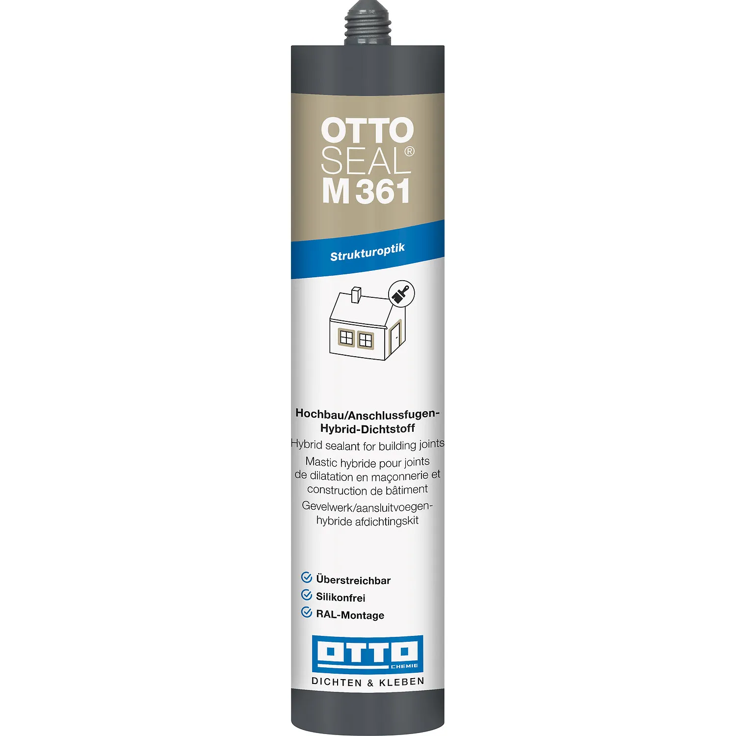 Ottoseal M361 Struktur Hybrid-Dichtstoff 310ml Kartusche, elastischer Fugendichtstoff mit Strukturoberfläche
