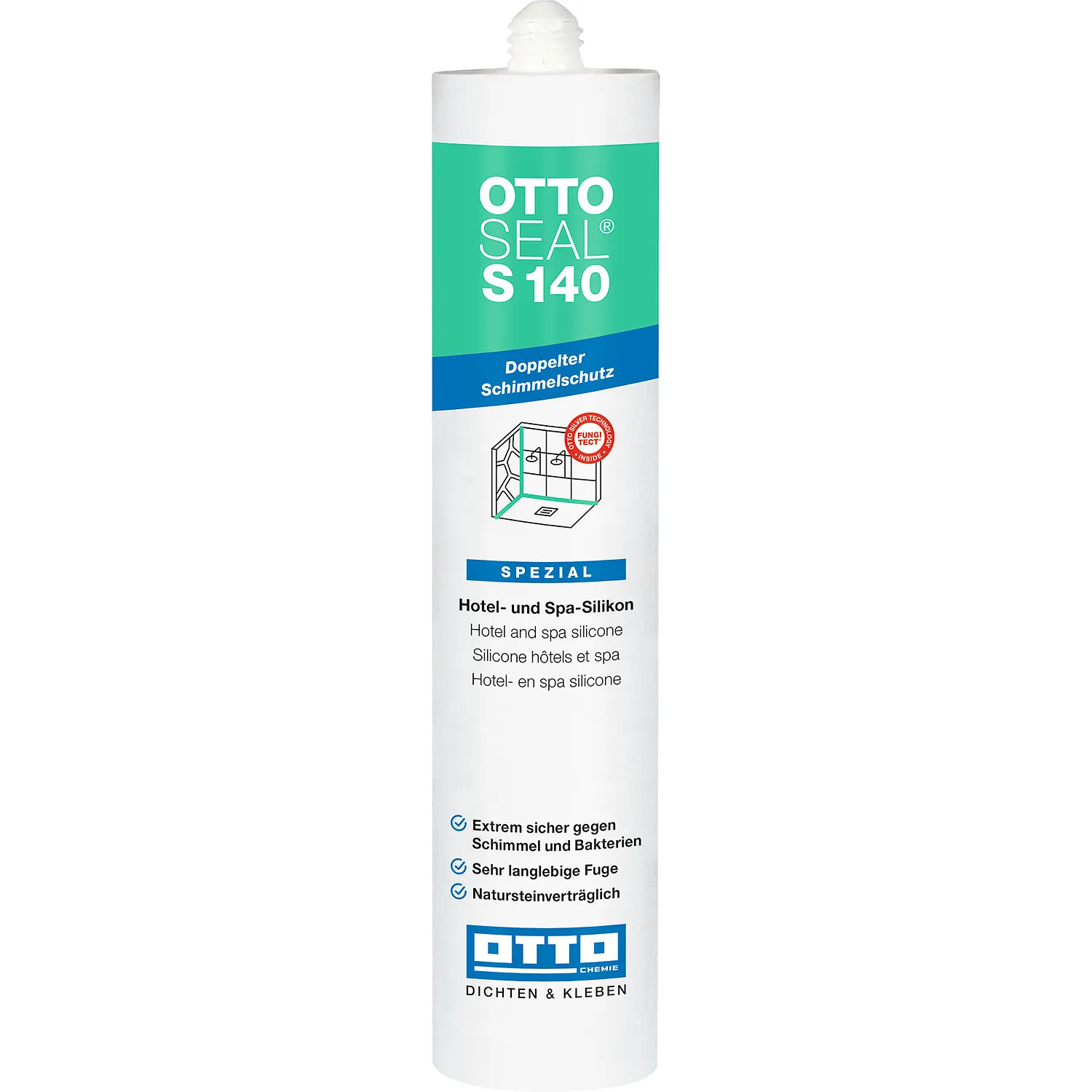 Ottoseal S140 Hotel und Spa Silikon Kartusche, hygienisches Sanitärsilikon für Wellnessbereiche und Nassräume