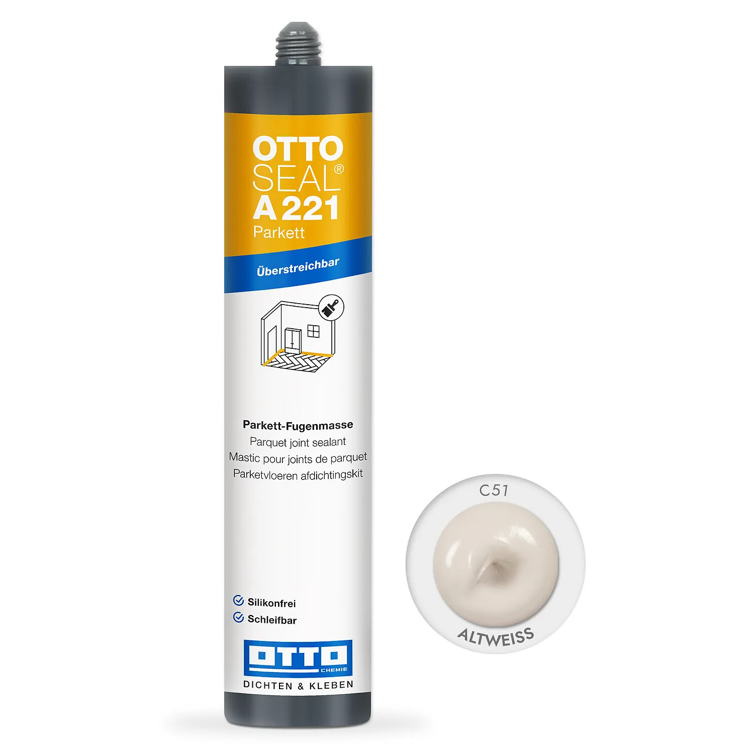Ottoseal A221 Acryl für Parkett altweiss 310ml, Farbton für helle Holzböden