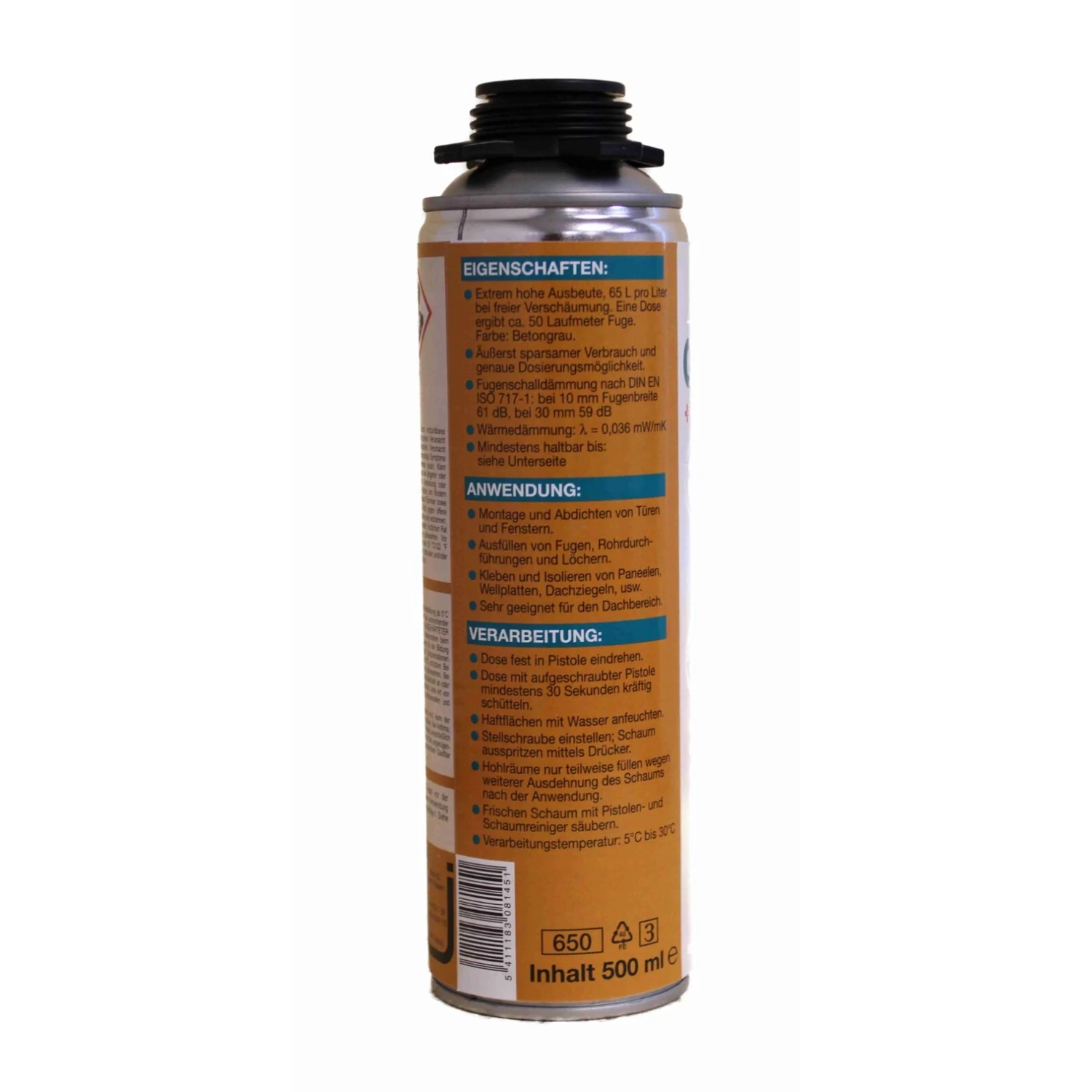 BIWA GIGA XXL Pistolenschaum B2 grau, Gebinde 12 × 500 ml – Gebindeansicht