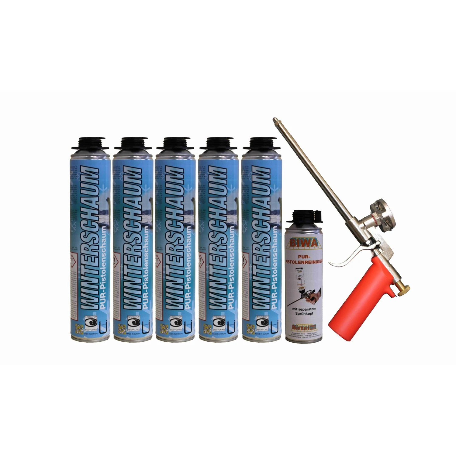 BIWA Winterschaum-Set B2 mit Schaumpistole 5 × 750 ml
