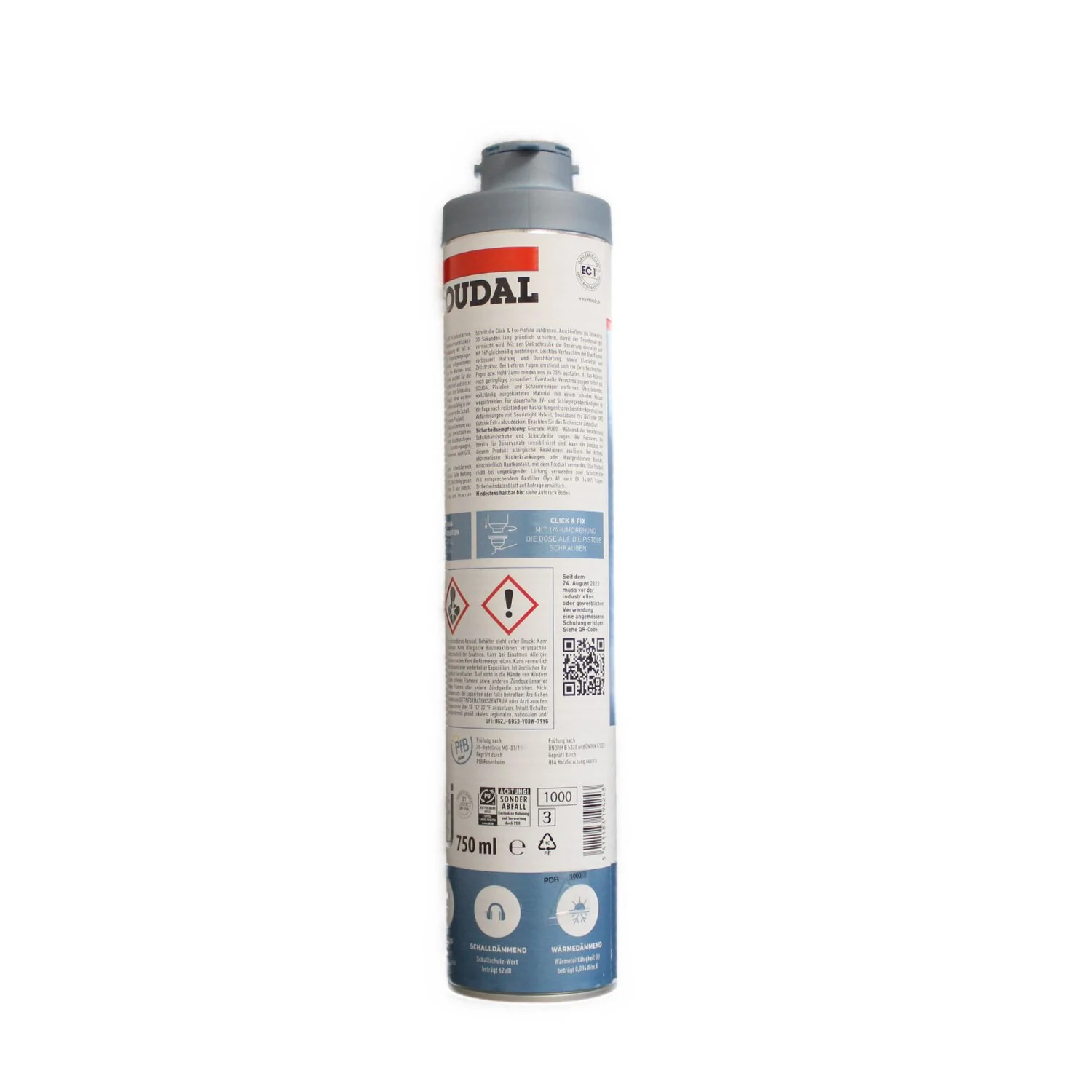 Soudal MF 167 Click / Fix Pistolenschaum B1 grau, 750 ml
