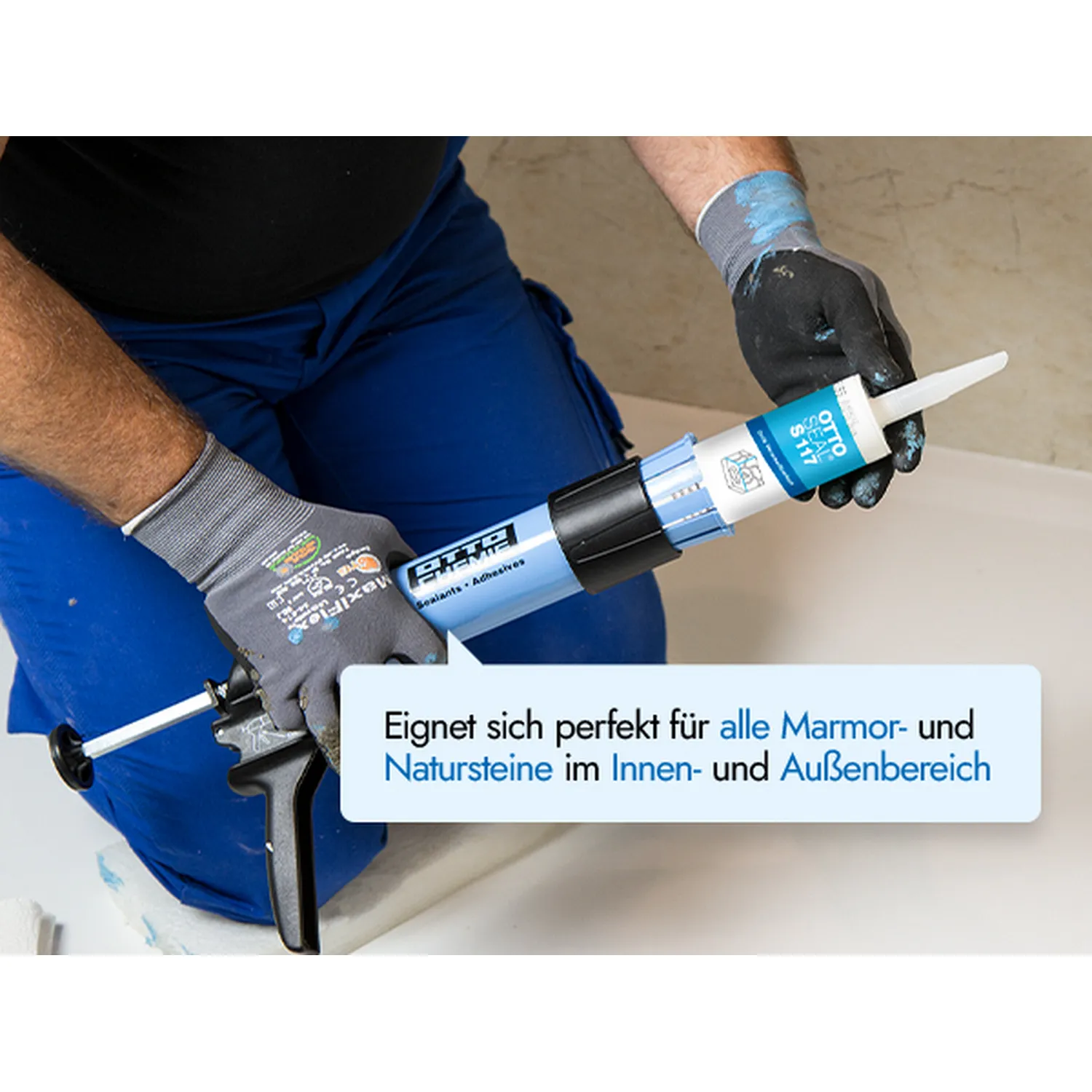 Ottoseal S117 Natursteinsilikon Kartusche 310ml, verhindert Randzonenverschmutzung an Naturstein