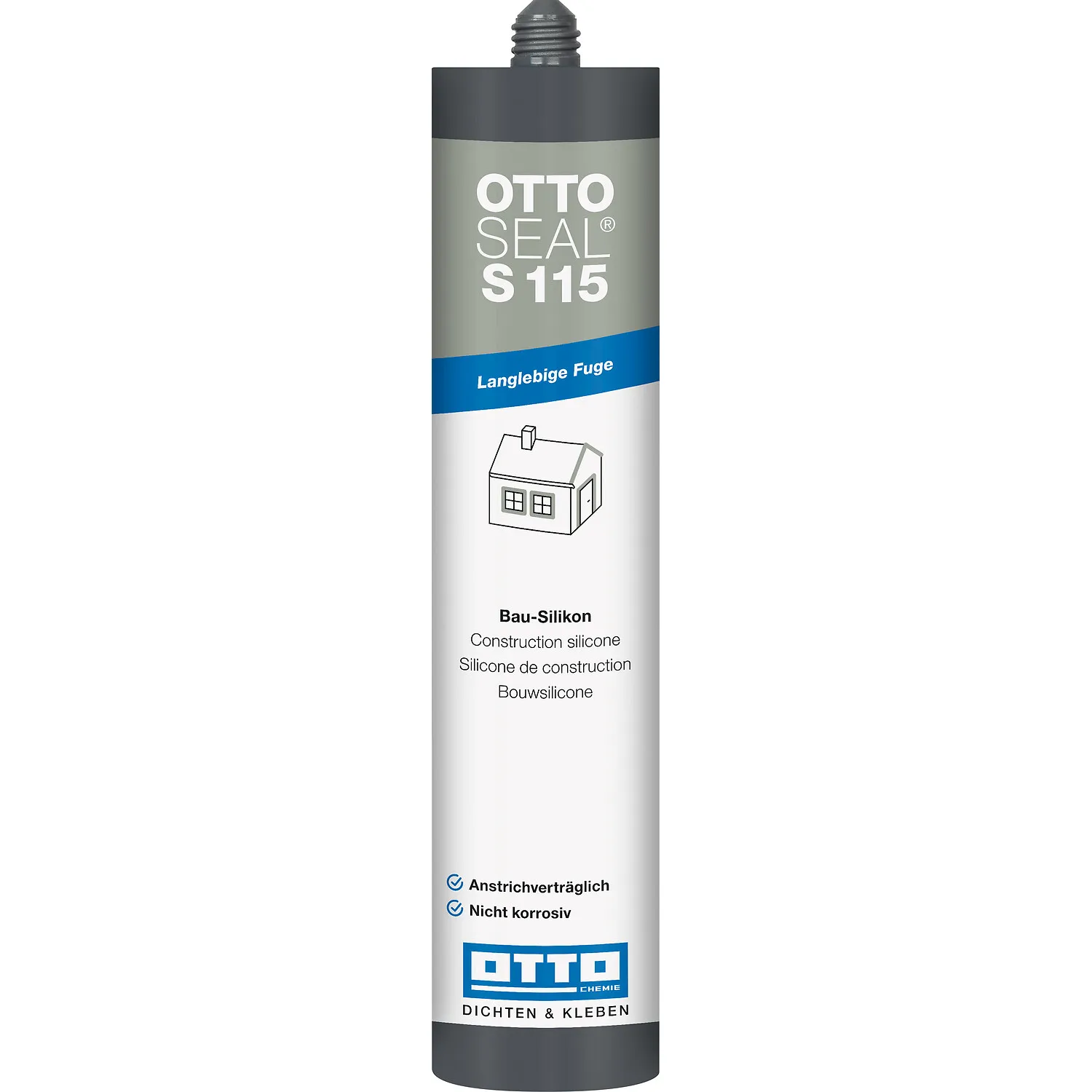 Ottoseal S115 Bausilikon anstrichverträglich Kartusche 310ml, Silikondichtstoff für Bau- und Anschlussfugen