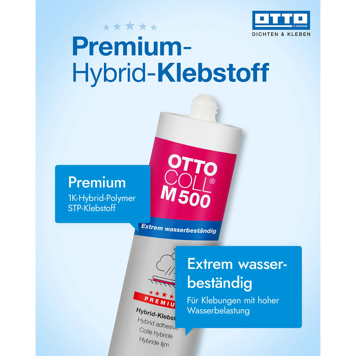 Ottocoll M500 Hybrid-Klebstoff 310ml, hochelastischer Universalkleber für Bau und Handwerk