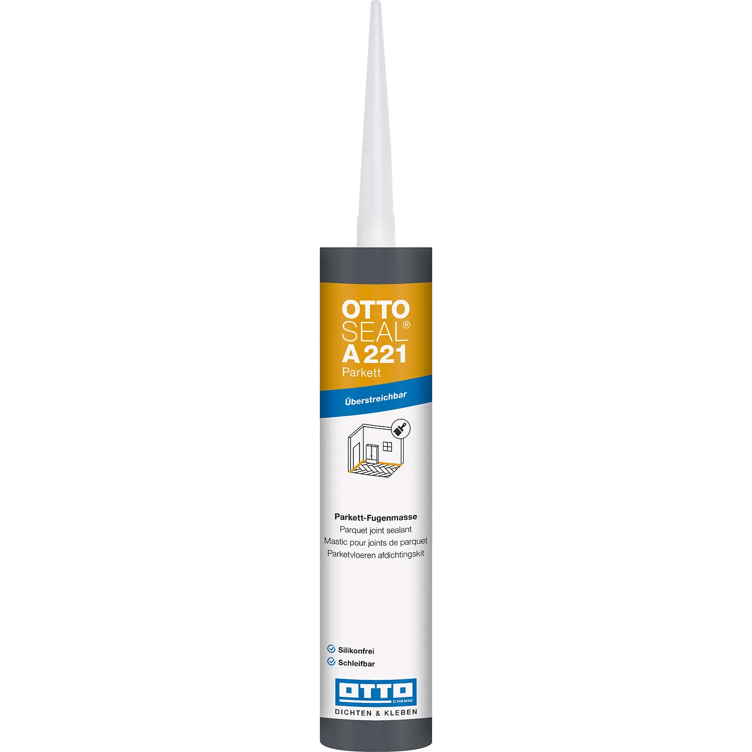 Ottoseal A221 Parkett-Fugenmasse 310ml Kartusche mit Dosierdüse, elastisch für Holzböden
