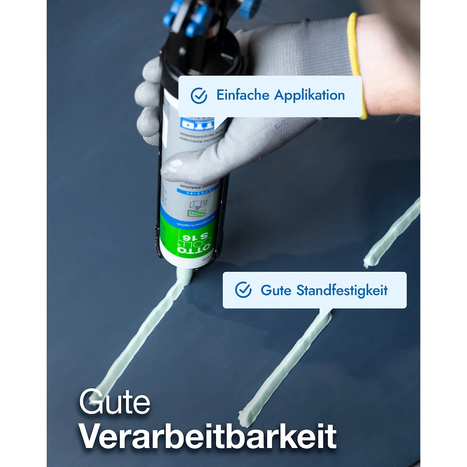 Ottocoll S16 Spiegelkleber Kartusche, dauerhaft elastische Verklebung von Spiegeln auf Fliesen