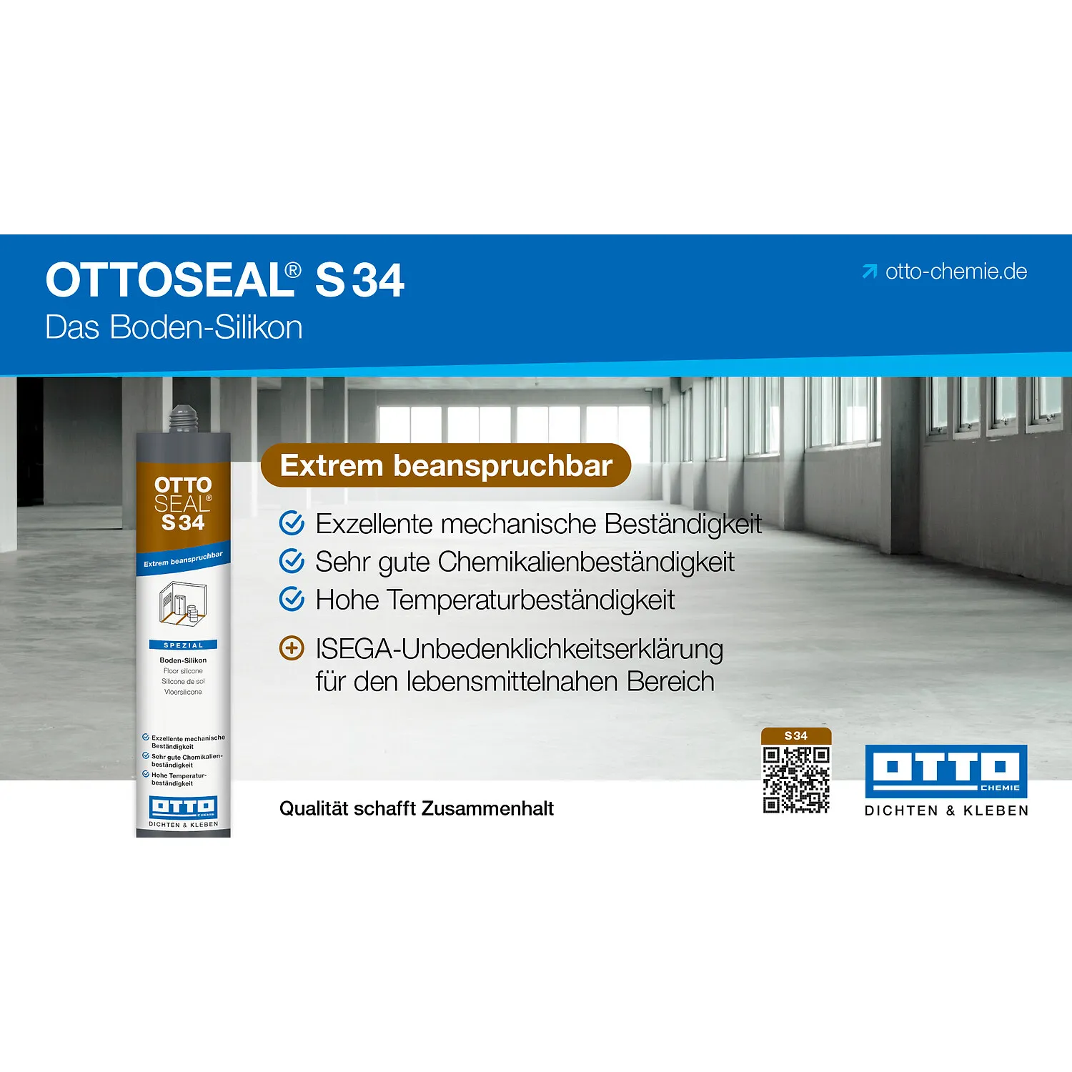 Ottoseal S34 Bodensilikon, hochelastischer Fugensilikon speziell für Böden und Industrieflächen