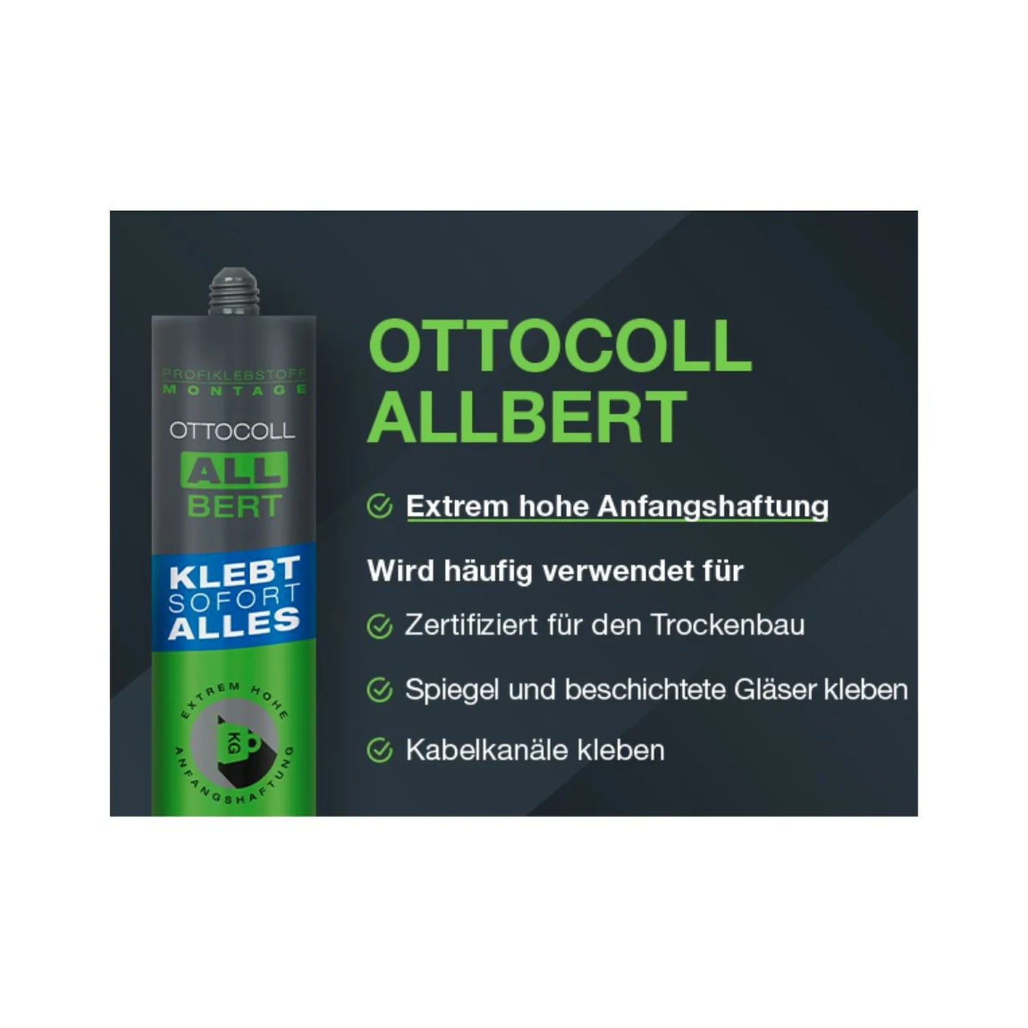 Ottocoll ALLBERT Montagekleber weiß, Kartusche 290 ml