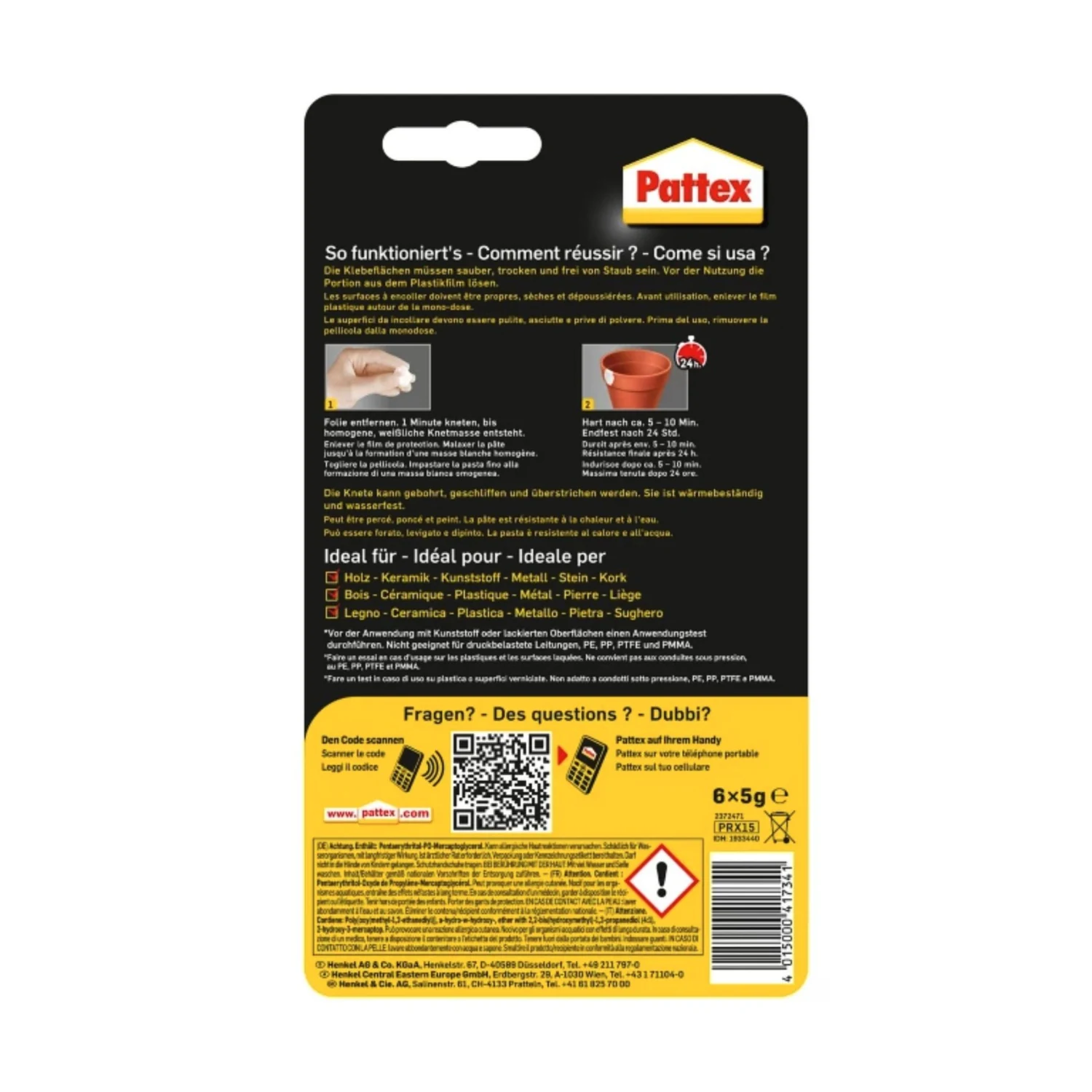 Pattex Repair Express Power Knete 2K Epoxid, 6 × 5 g