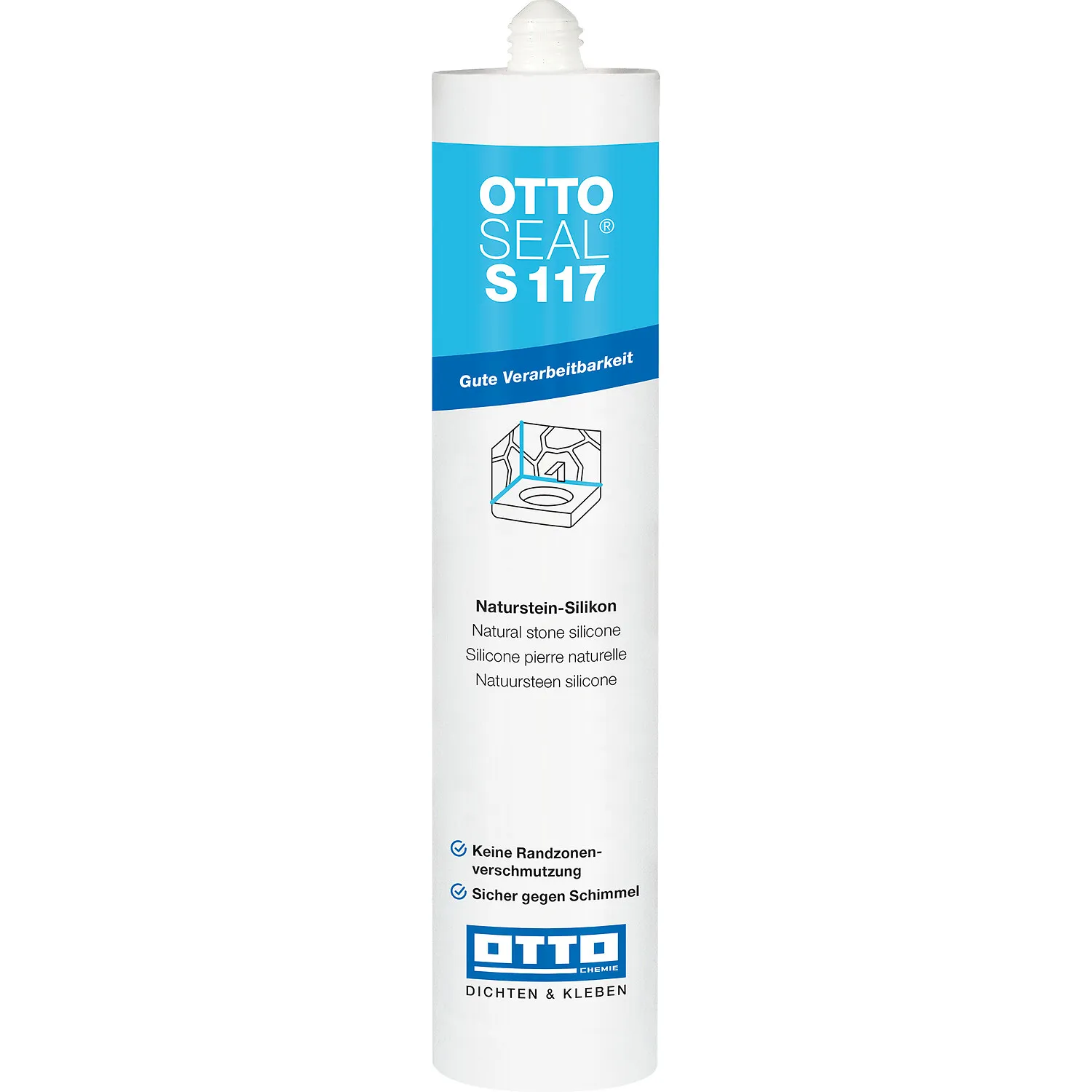 Ottoseal S117 Natursteinsilikon Kartusche, Silikondichtstoff für Naturstein, Marmor und Granit