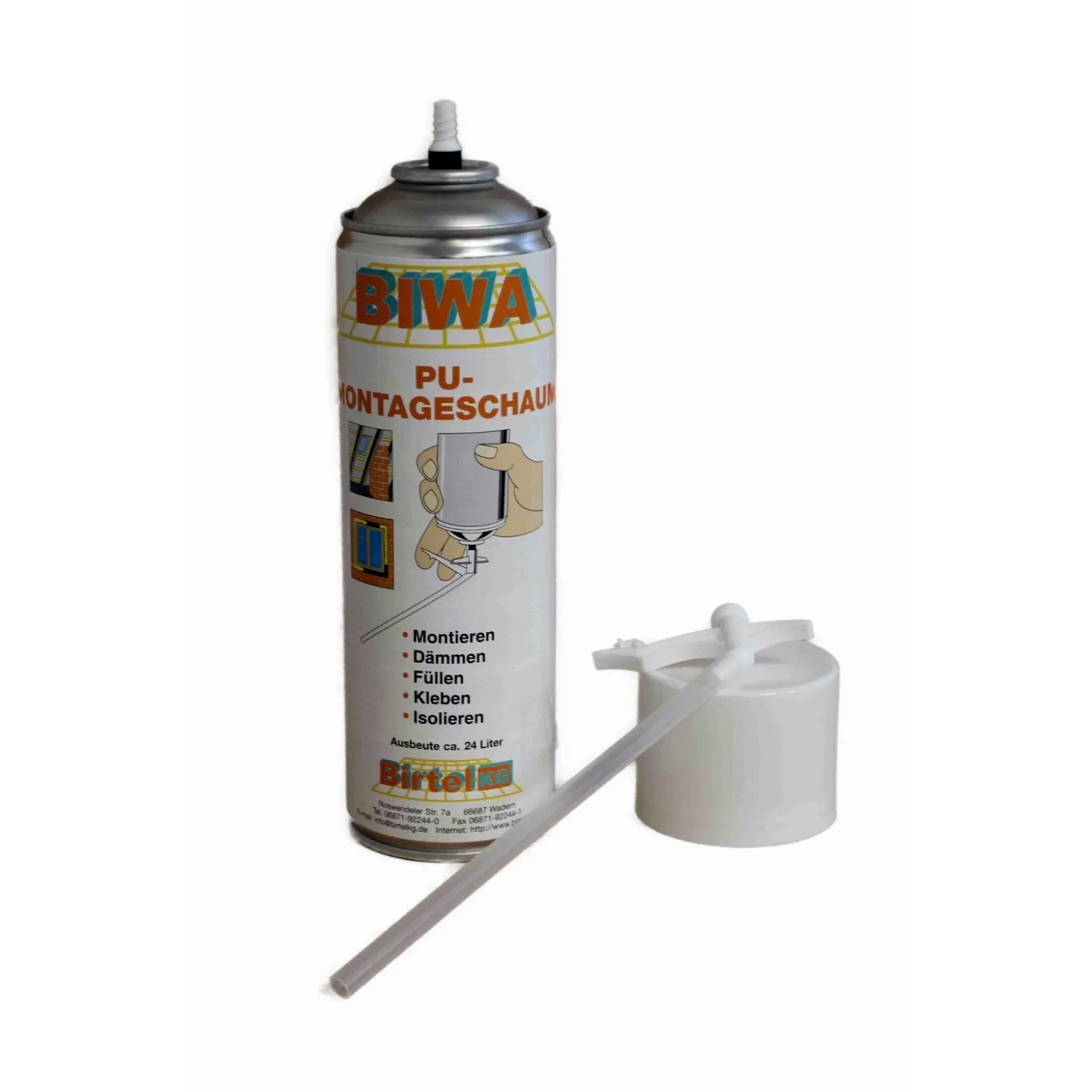 Montageschaum 500ml Füllschaum mit Aussprühröhrchen, Birtel KG, für Dämmstoffverklebung und Hohlraumfüllung