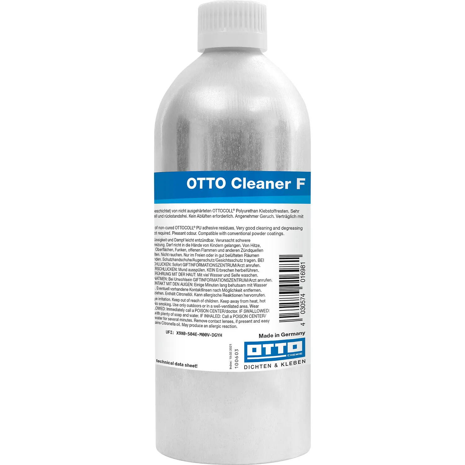 OTTO Cleaner F Flächenreiniger 1 Liter Alu-Flasche, für Reinigung von Untergründen vor der Verklebung
