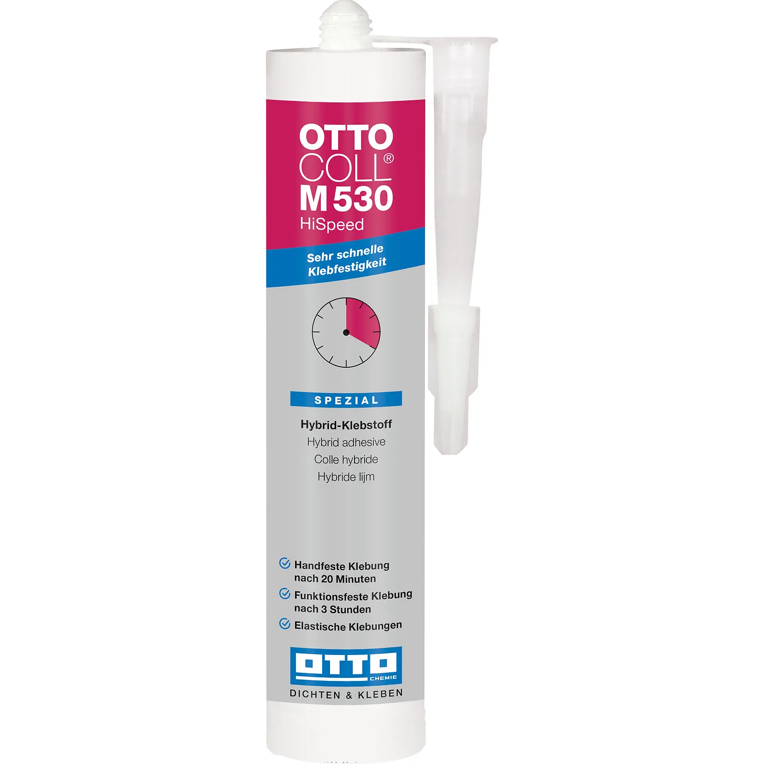 Ottocoll M530 HiSpeed Klebstoff 310ml Kartusche mit seitlicher Clipdüse, schnellhärtender Hybrid Kleber
