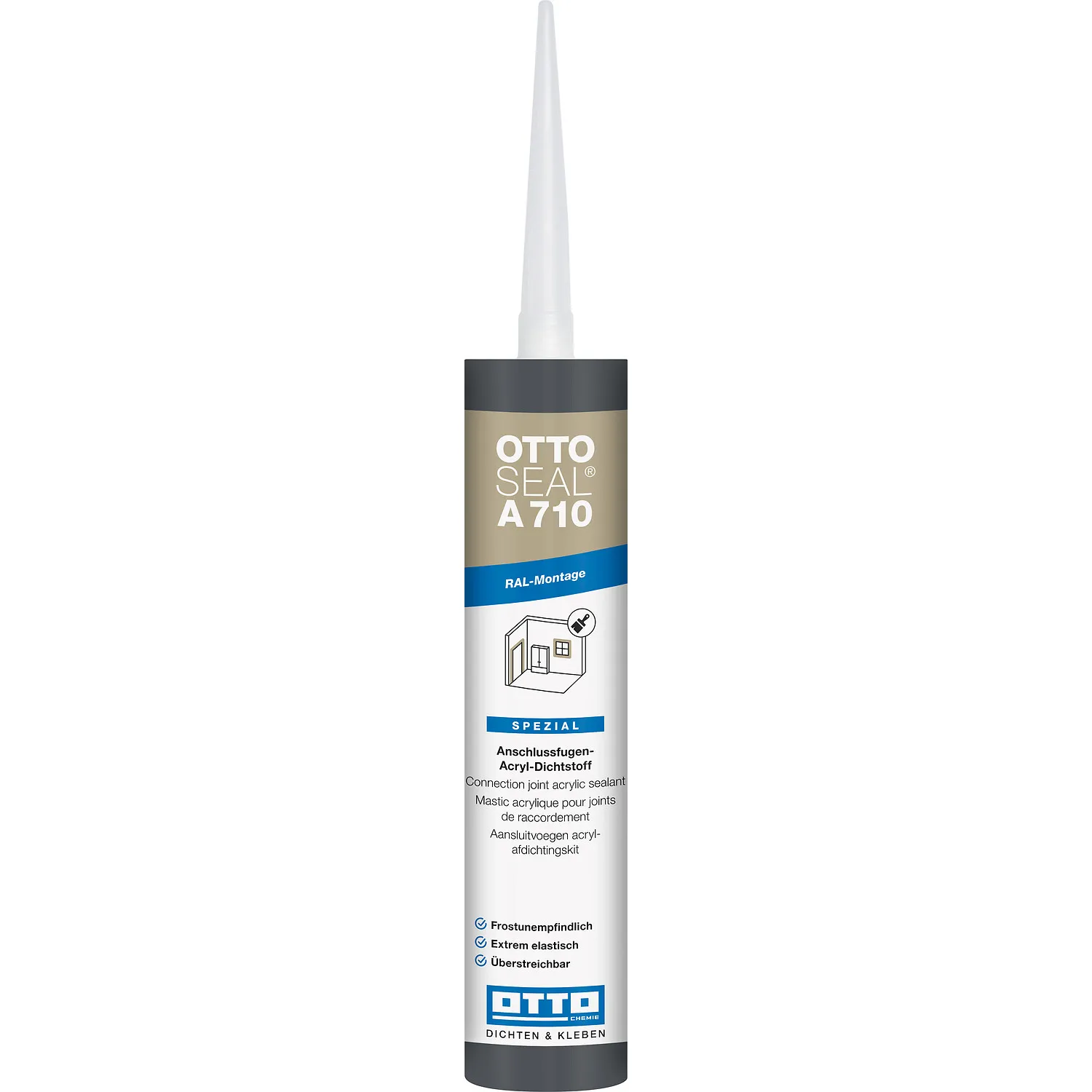 Ottoseal A710 weiß 310ml Kartusche mit Dosierdüse, für Sanitär- und Fensteranschlussfugen