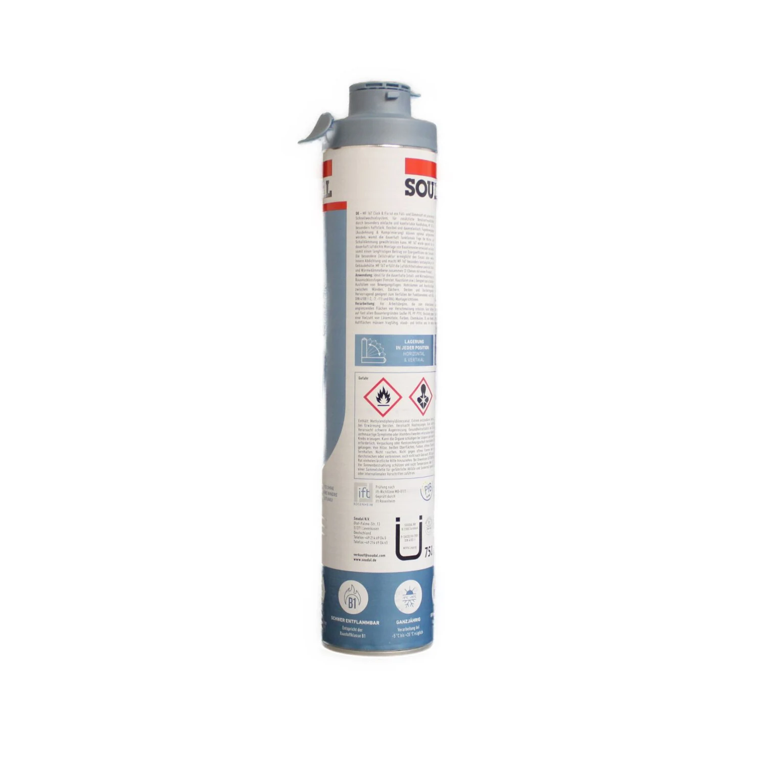 Soudal MF 167 Click / Fix Pistolenschaum B1 grau, 750 ml