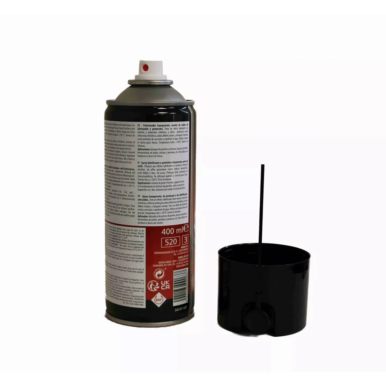 Soudal Vaseline-Spray transparent 400 ml Rückseite Dose