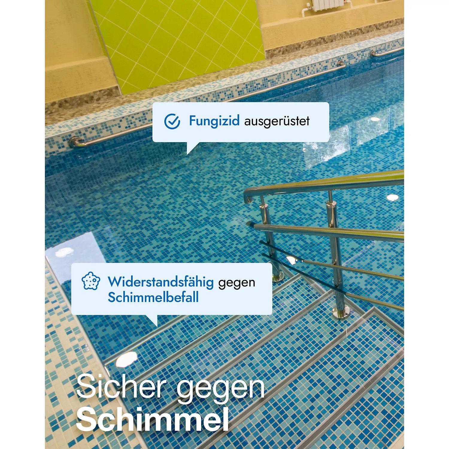 Ottoseal S18 Schwimmbadsilikon Anwendungsbeispiel, elastische Verfugung im Schwimmbad- und Beckenbereich
