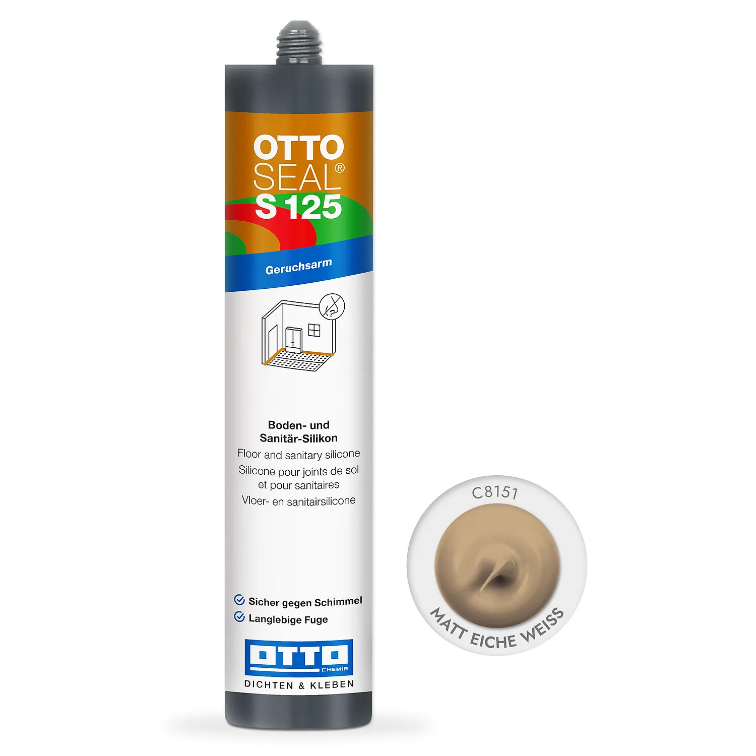 Ottoseal S125 matt eiche weiß Sanitärsilikon 310ml, matte Oberfläche für Boden- und Sanitärfugen