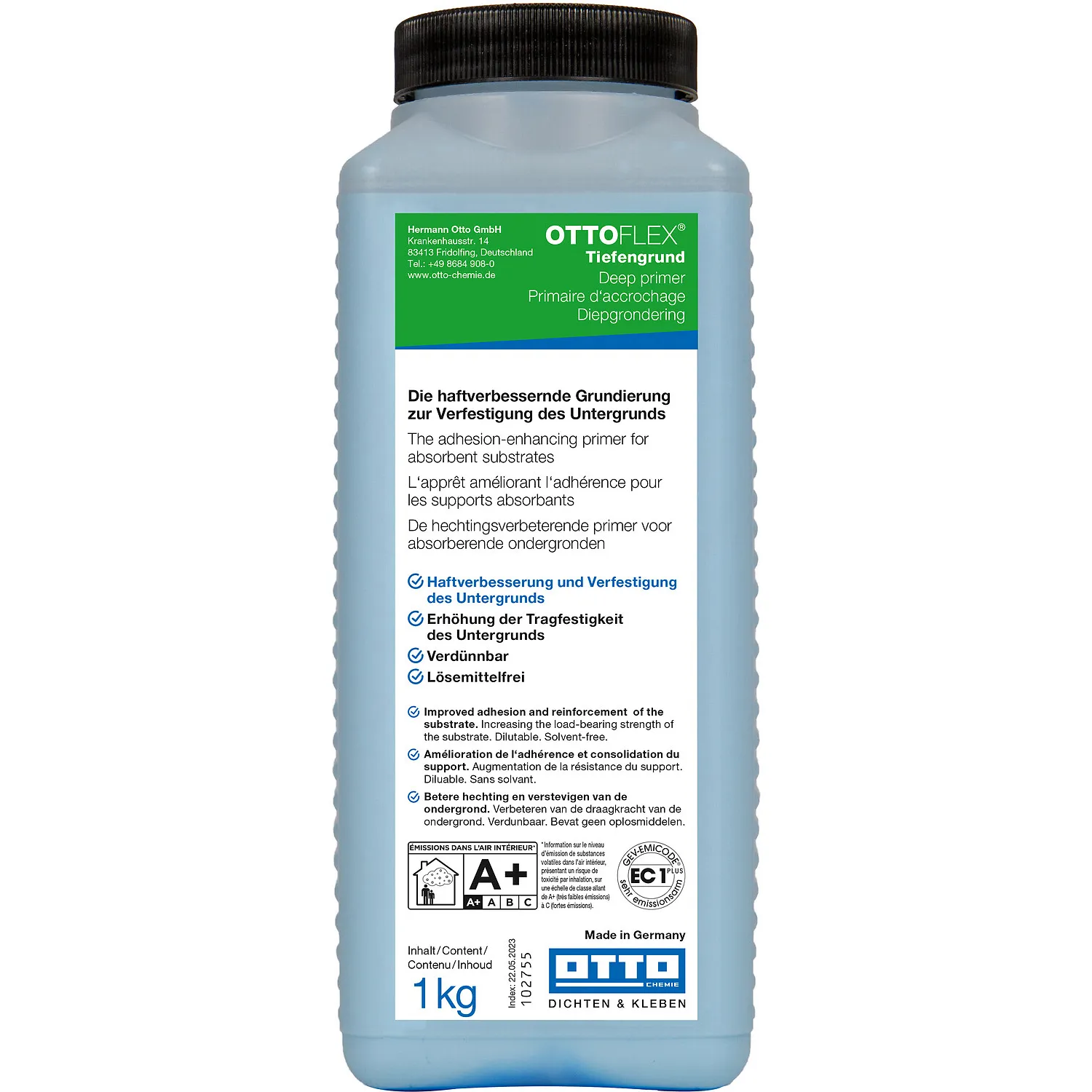 Ottoflex Tiefengrund 1kg Flasche, Haftgrund für Fliesenkleber und Putz auf Boden und Wand
