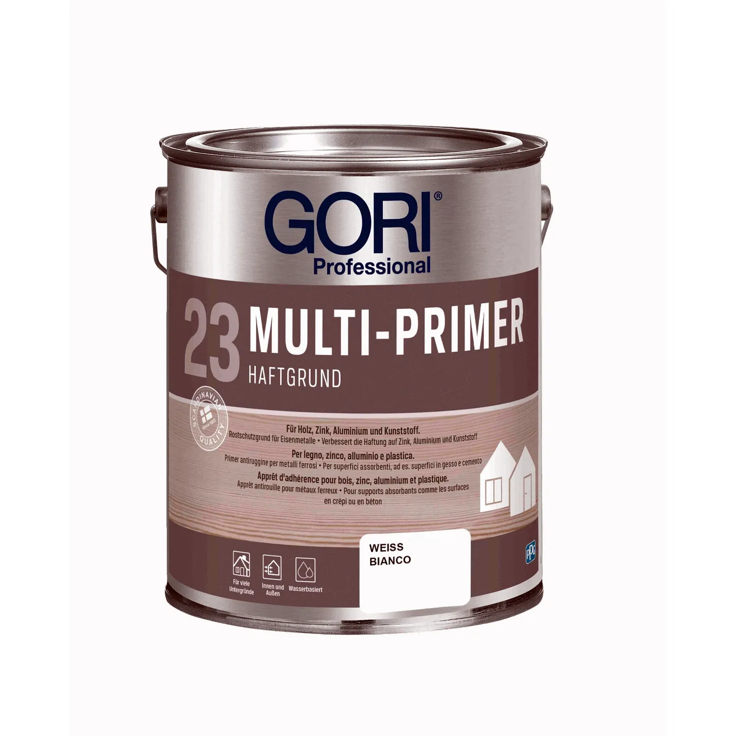 GORI 23 Multi-Primer weiß 5L Haftgrund, Isoliergrund und Rostschutz für Metall, PVC und Holz
