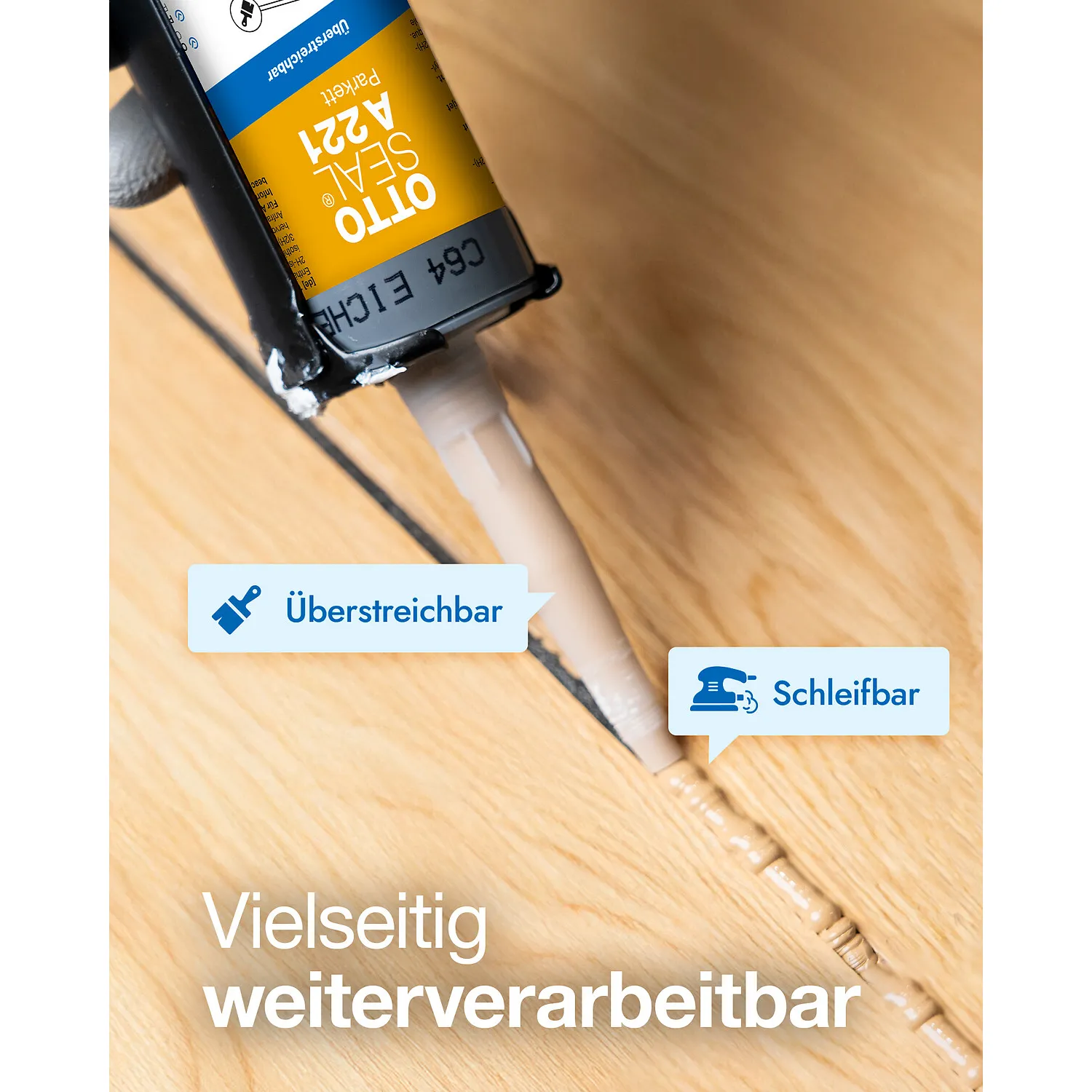 Ottoseal A221 Holzboden-Dichtstoff, elastische Fugenmasse für Parkett und Dielenböden