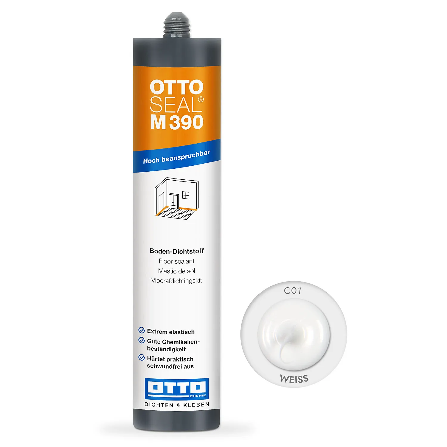Ottoseal M390 Boden-Dichtstoff weiß 310ml Kartusche, für Bodenfugen in Holzoptik