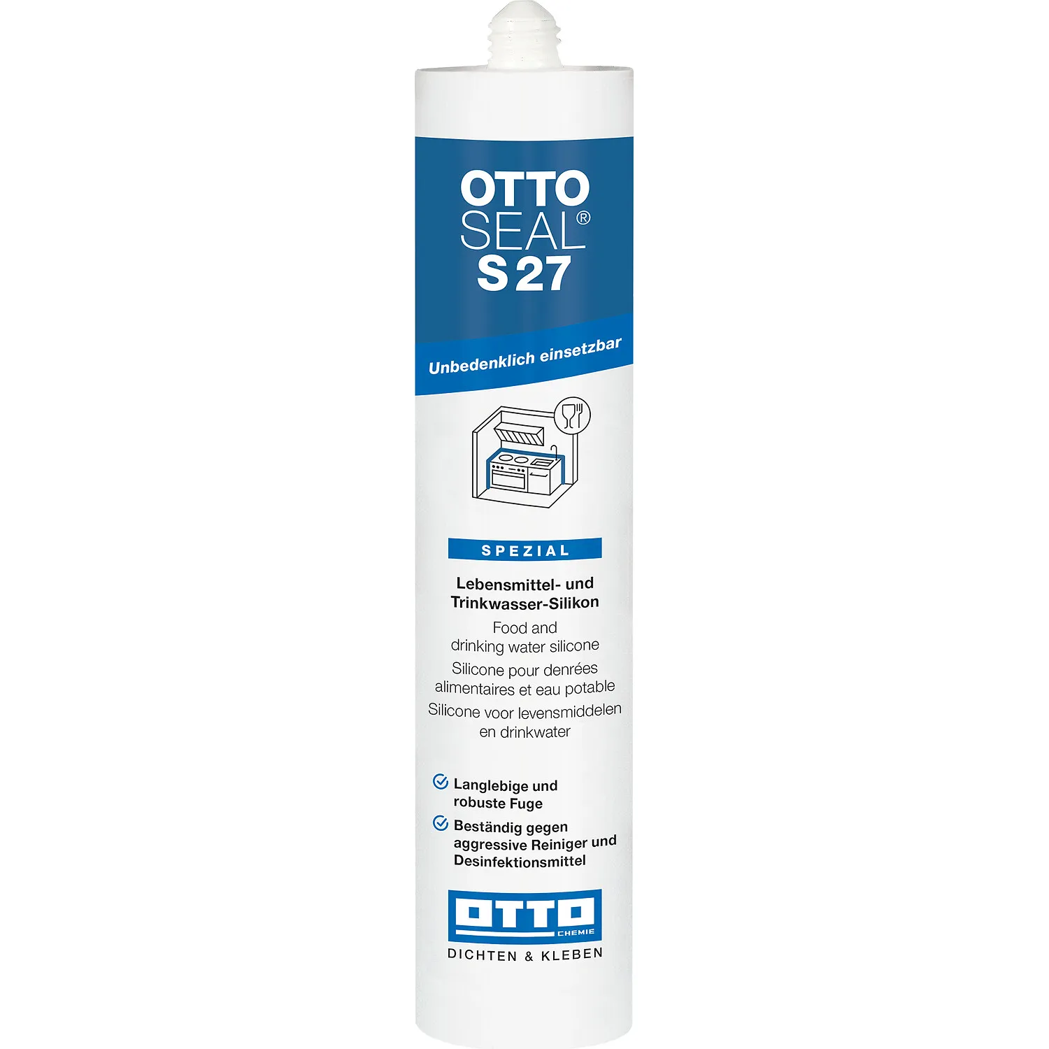 Ottoseal S27 Lebensmittelsilikon 310ml, geprüft für den Kontakt mit Lebensmitteln in Küche und Gastronomie