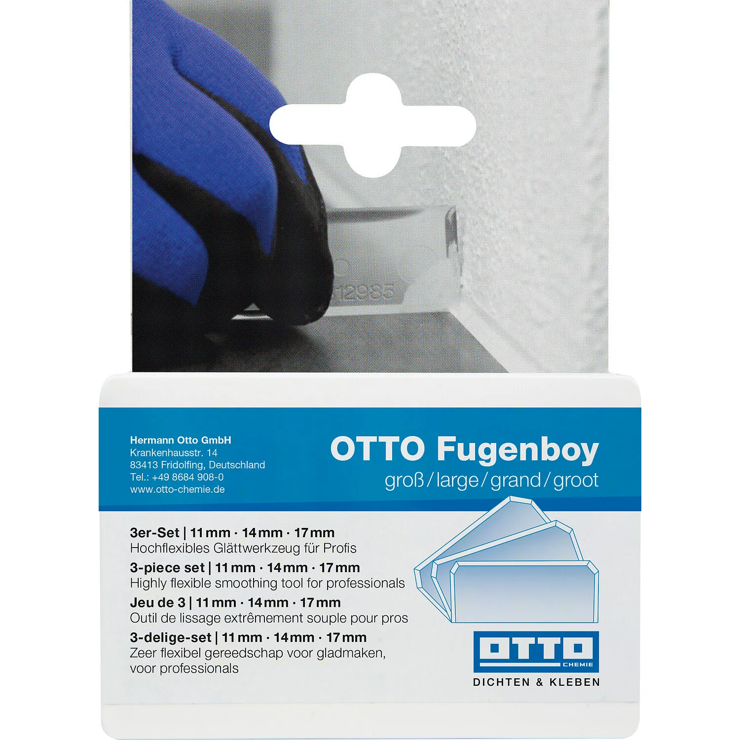OTTO Fugenboy groß 3er Set in Originalverpackung, Silikonabzieher für breite Fugen im Sanitärbereich