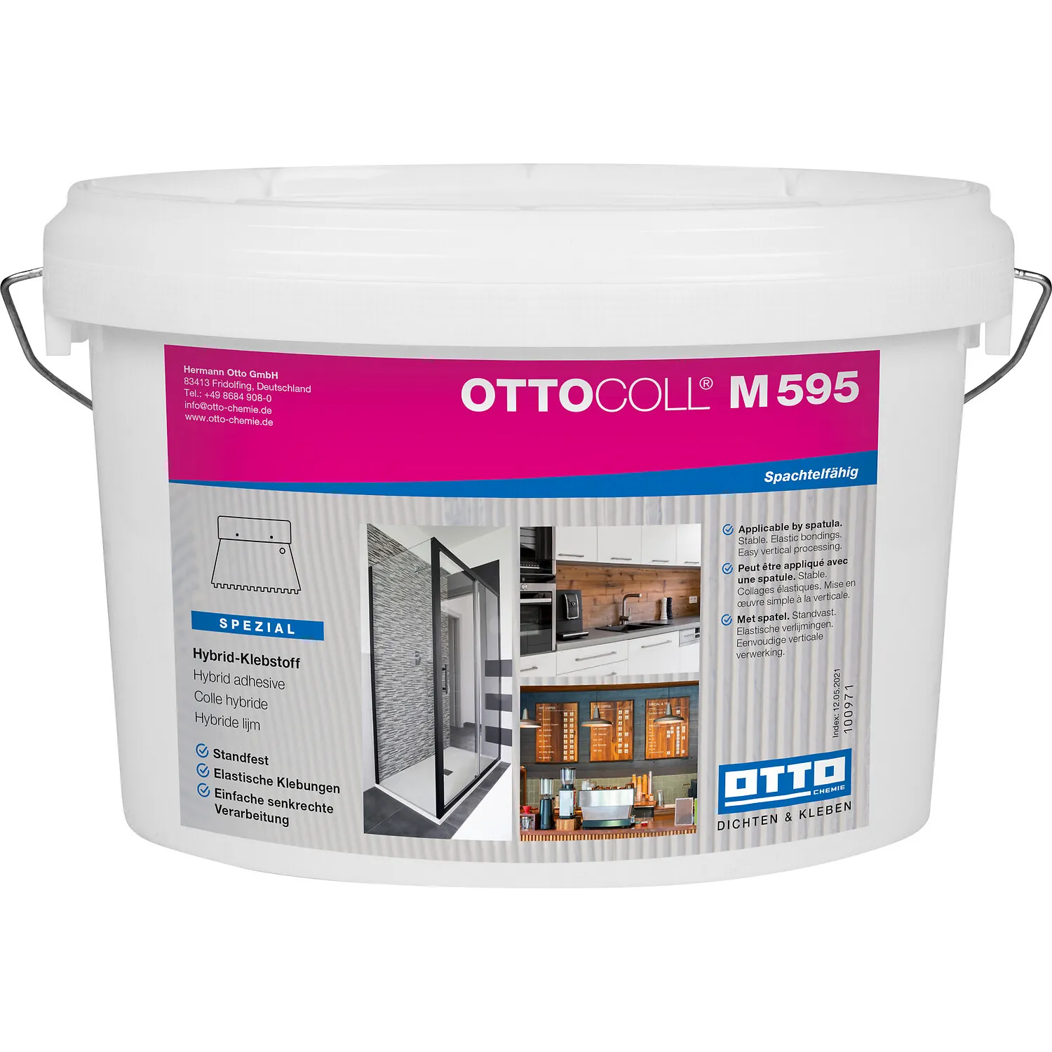 Ottocoll M595 Flächenkleber weiß 5kg Eimer, ergiebiger Klebstoff für großflächige Verklebungen
