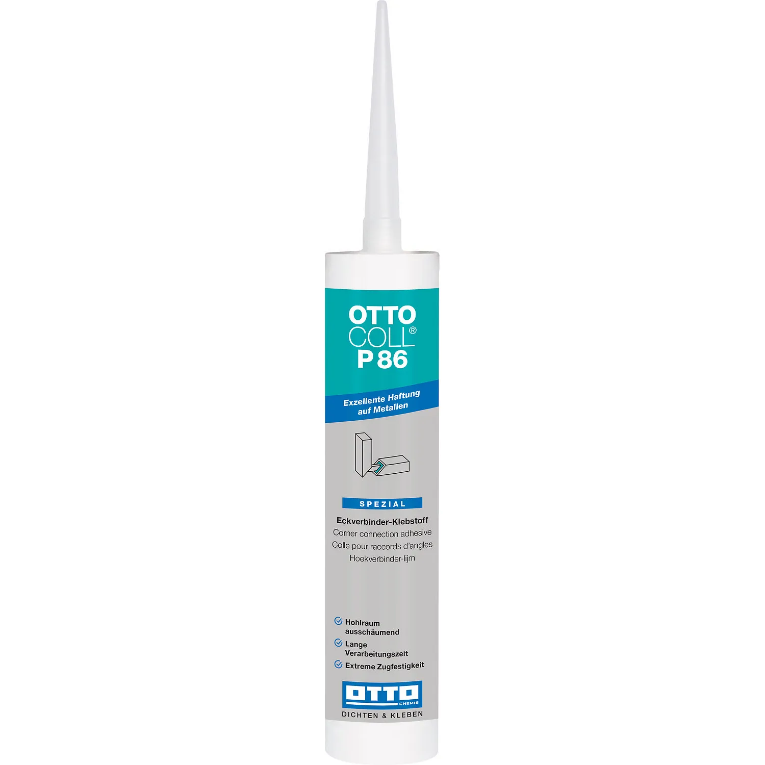Ottocoll P86 Eckverbinder Klebstoff 310ml Kartusche mit aufgesetzter Dosierdüse