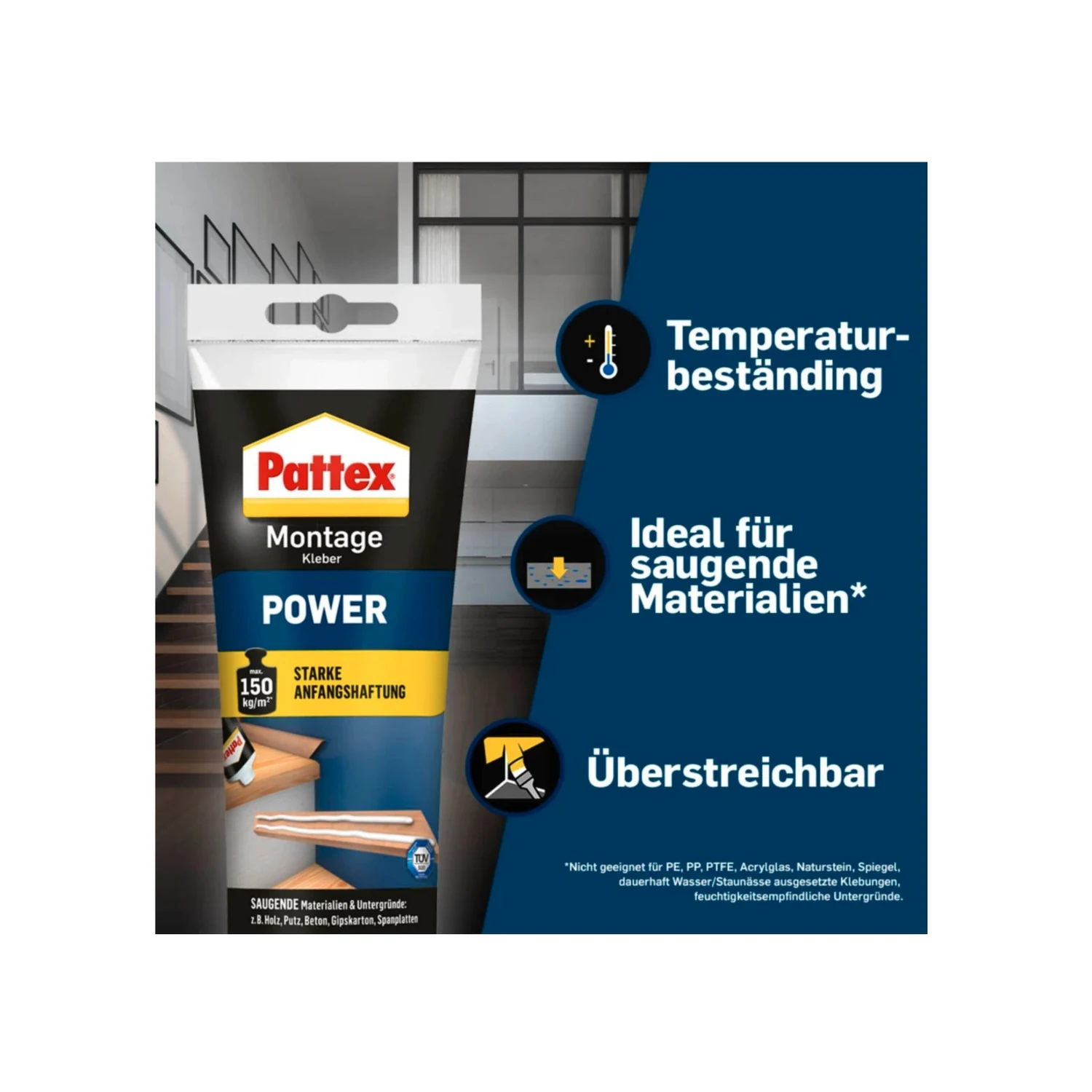 Pattex Montage Kleber Power weiß, Tube 250 g