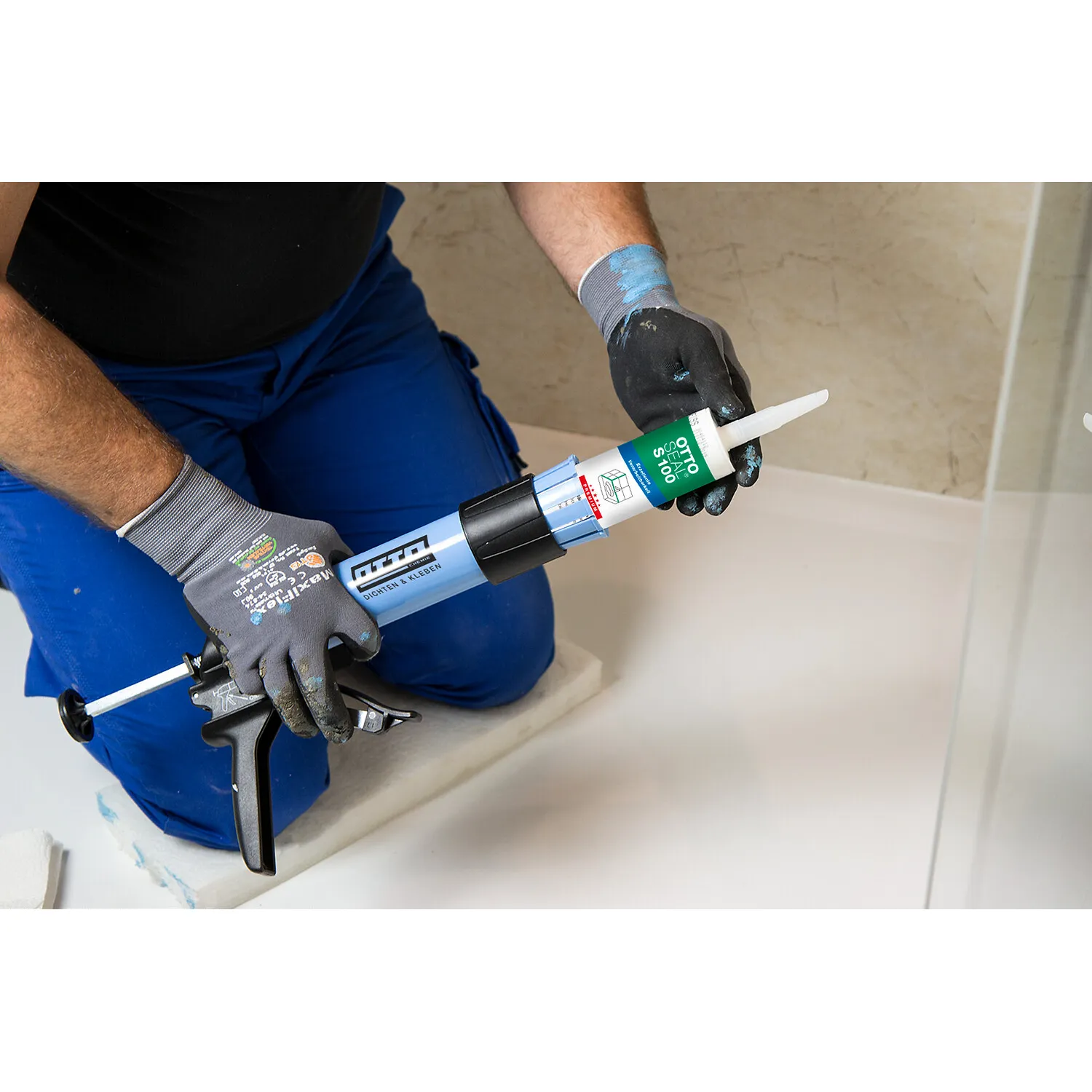 Ottoseal S100 Premium Sanitärsilikon achatgrau 300ml, elastische Fuge für Bad und Sanitärbereich
