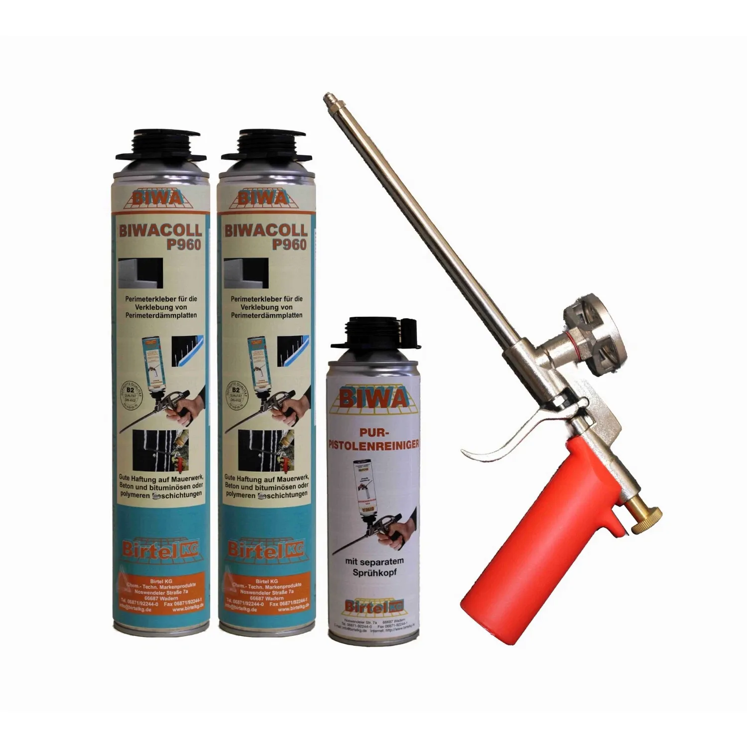 Set Schaumpistole Metall + 2x750ml Perimeterkleber P960 + 500ml Reiniger PF3