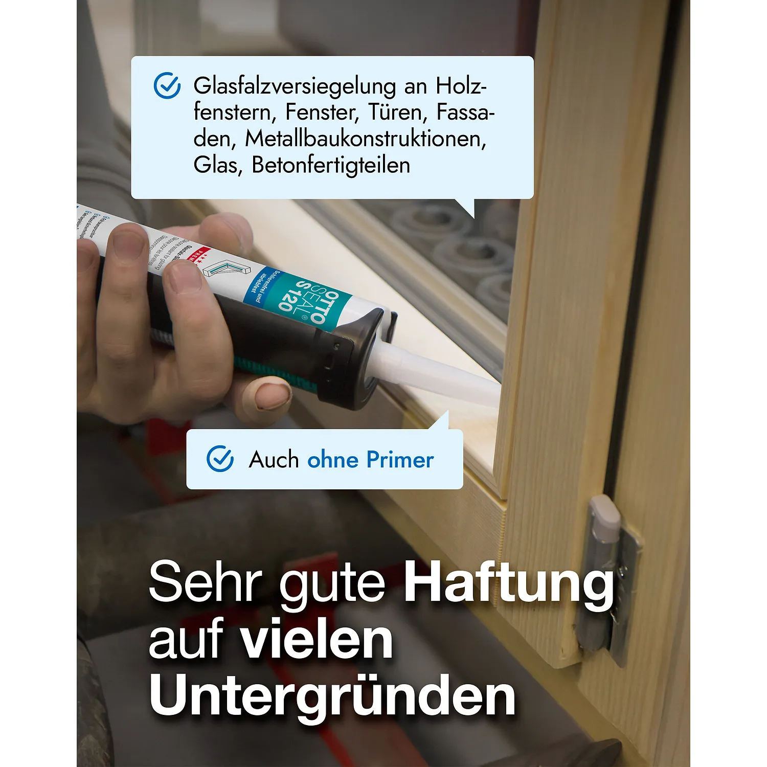 Ottoseal S120 Fenstersilikon Kartusche 310ml, witterungsbeständiger Dichtstoff für den Fensterbau
